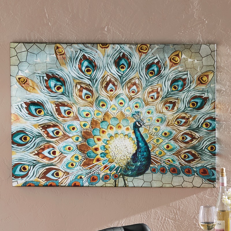 Embellished Peacock Wall Art - MIDNIGHT VELVET CATALOG