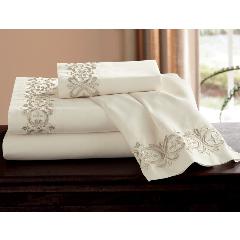 Scroll Embroidered Microfiber Sheet Set - MIDNIGHT VELVET CATALOG