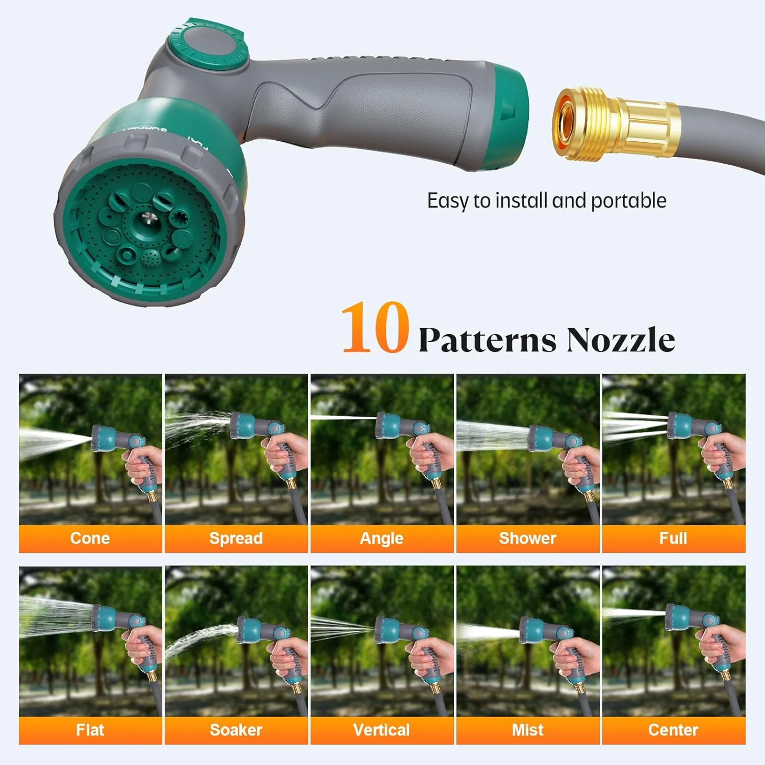 GILBEST Retractable Garden Hose Reel, 100 ft x 5/8 in, Green, 10-Function Nozzle - Image 8 GILBEST Retractable Garden Hose Reel, 100 ft x 5/8 in, Green, 10-Function Nozzle - Image 8