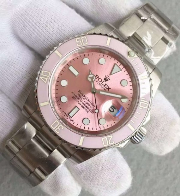 Replica Rolex Submariner Lady SS Pink Bezel Pink Dial SS Bracelet A2836 - Elite Watch Atelier