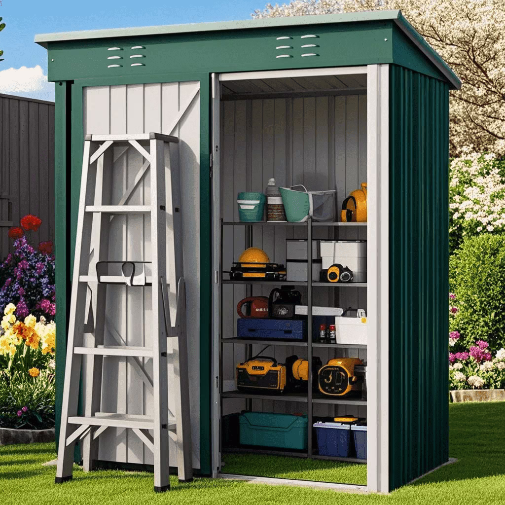 5'x3' Outdoor Storage Shed, Lofka Metal Storage Tool Shed with Single Lockable Door, for Bike| Garden Tools| Patio, Grey - Image 5