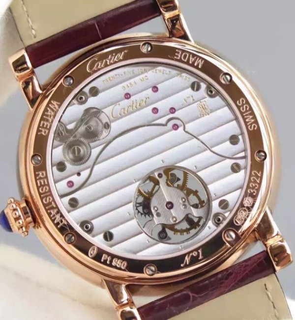 Replica Cartier Rotonde De Cartier Tourbillon RG Leather Strap - Top club