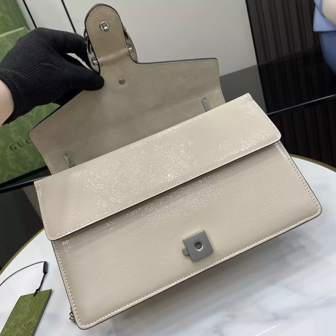 Dionysus Small Shoulder Bag in Light Grey Patent Leather1:1High-quality replica
