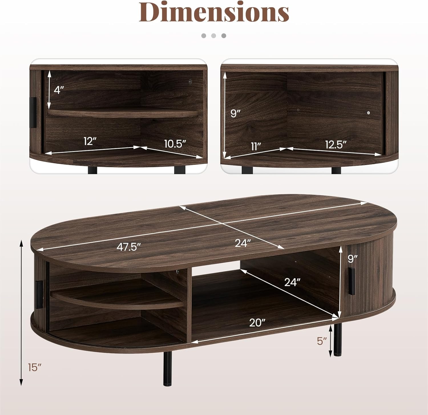 Giantex Oval Coffee Table, 47.5