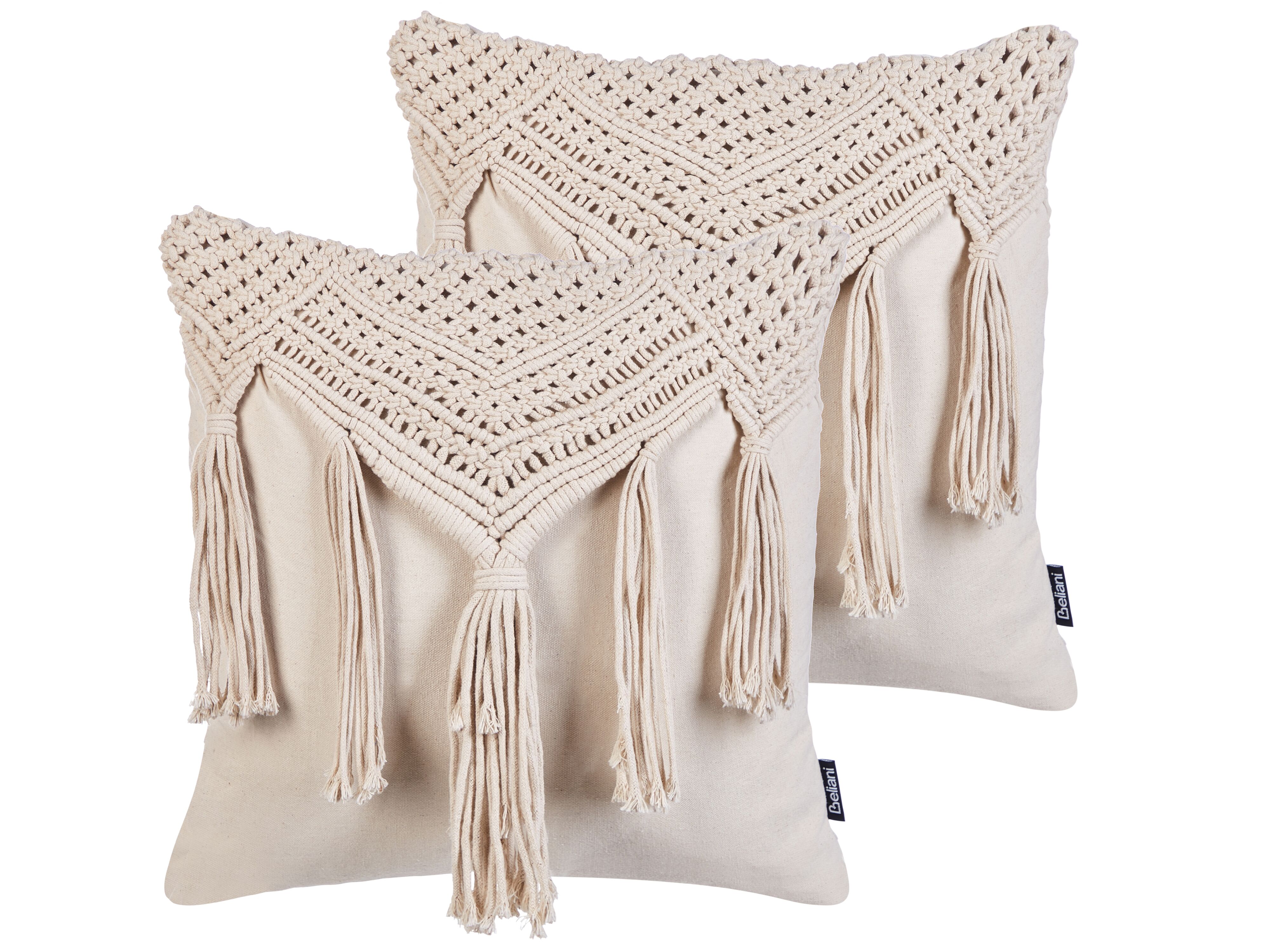 Set of 2 Decorative Cushions BEDADI Cotton 45 x 45 cm Light Beige Geometric Pattern