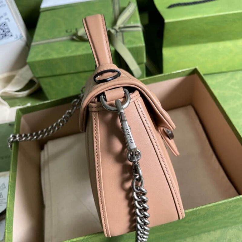 Replica Gucci Gg Marmont Rose Beige Matelasse Leather Mini Top Handle Bag 5835711:1High-quality replica