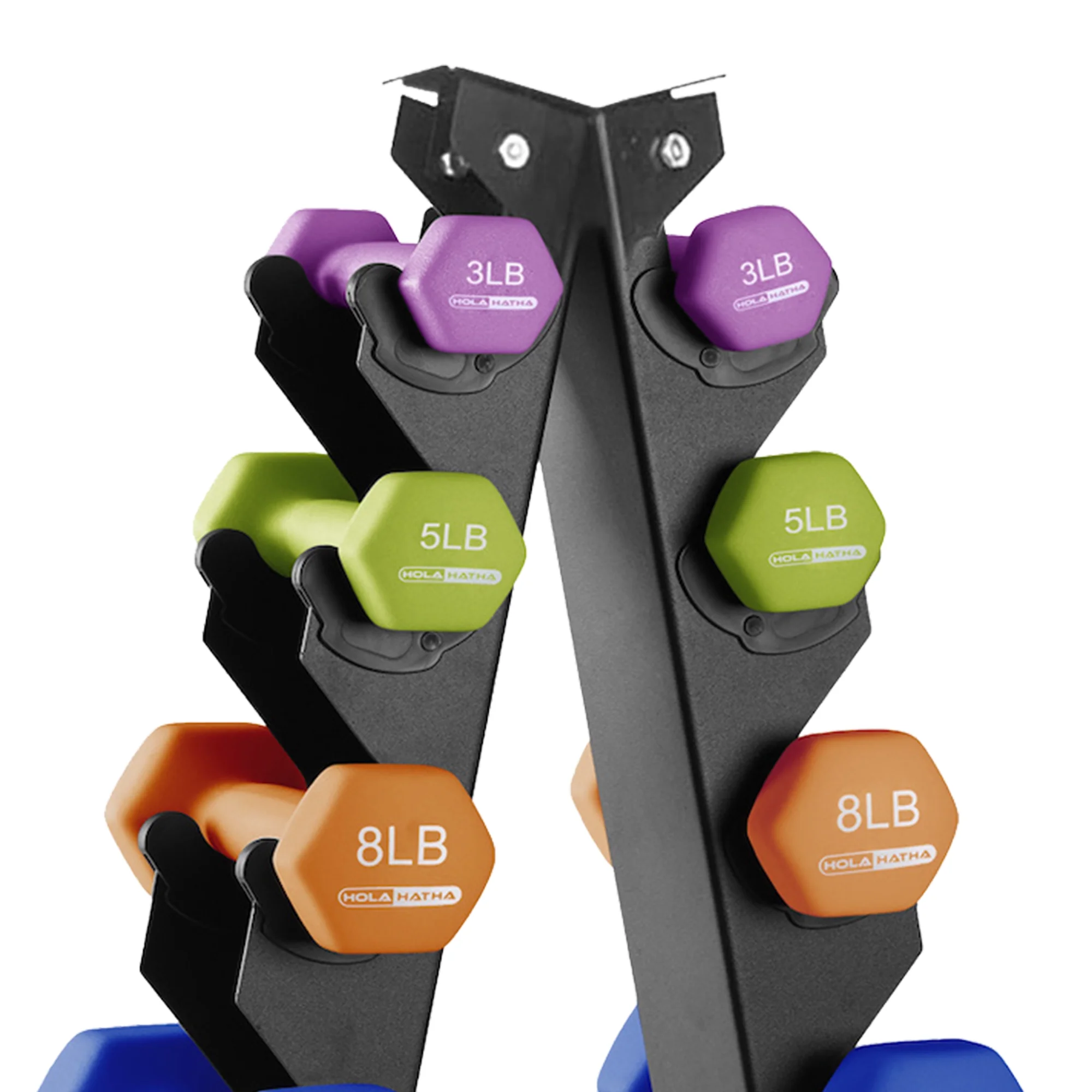 HolaHatha Neoprene Dumbbell Weight Set with Rack (Black), 112.5 lb - Image 28