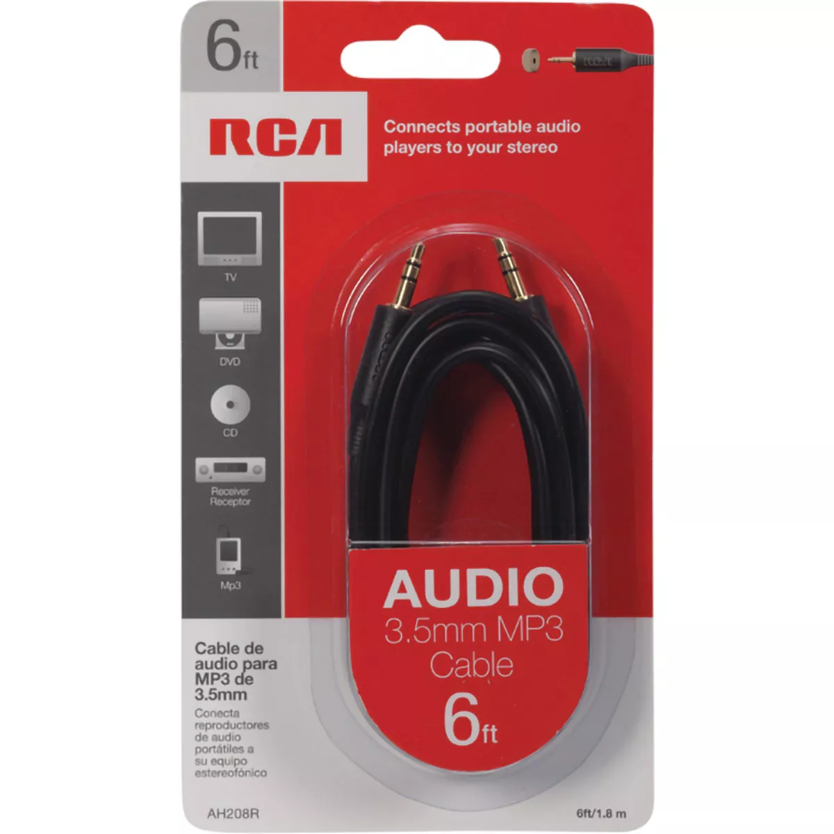 RCA 6 Ft. Black 3.5mm Extension Cable Audio Cable