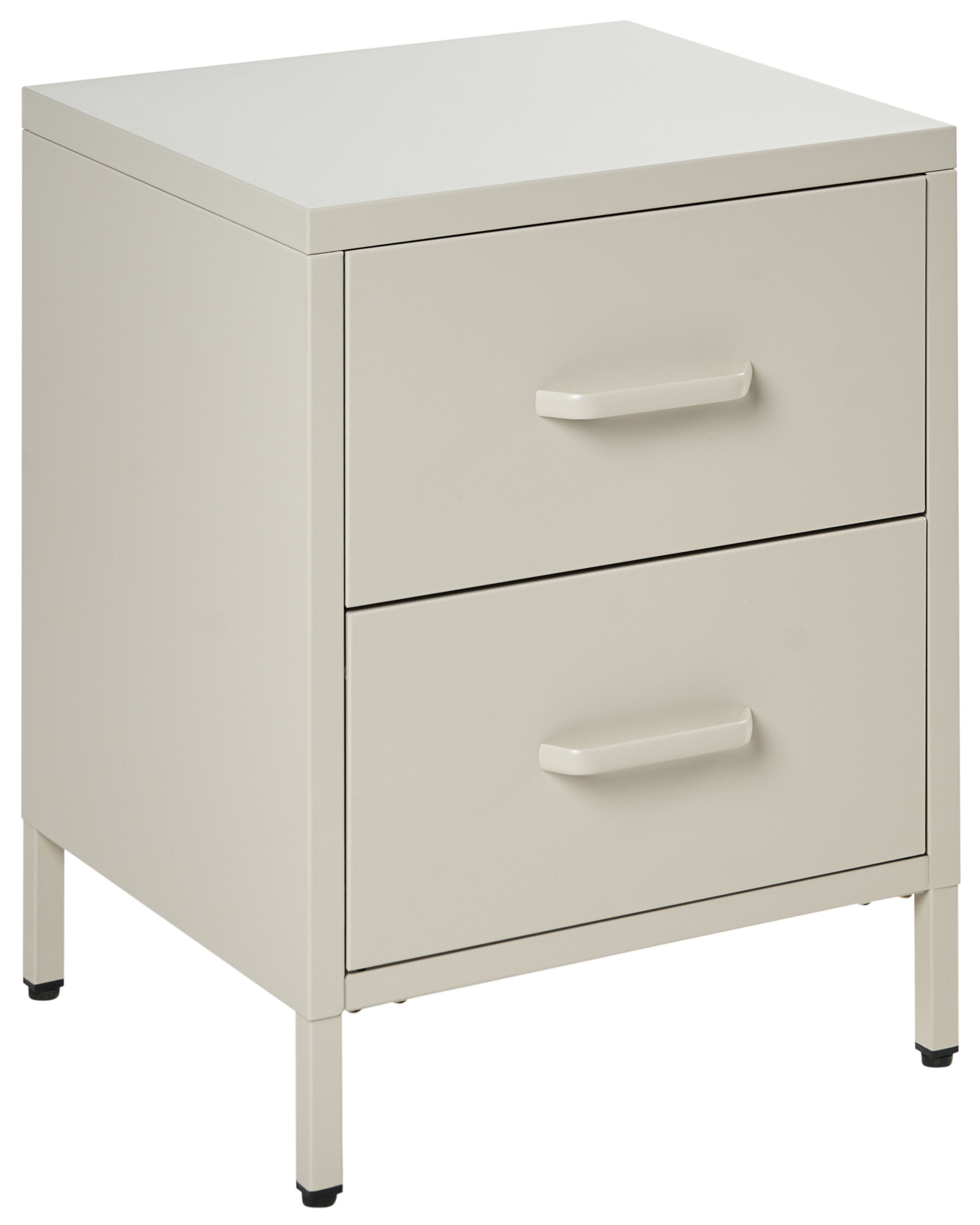 2 Drawer Bedside Table MALAVI Metal Beige