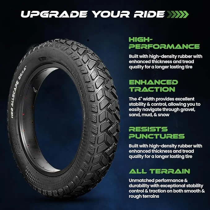 HEB ALLSCAPE Heavy Duty 20x4 Bike Tire + Tube - Includes 2 Tires for Optimal Performance - Image 21