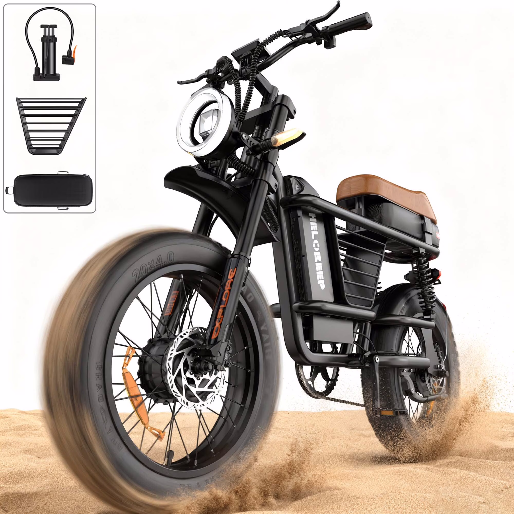1500W Peak Electric Bike for Adults, 20" Fat Tire E-Bike, 48V 15Ah Battery, 7-Speed E-Mountain Bike with Storage Rack, UL2849 - Image 3