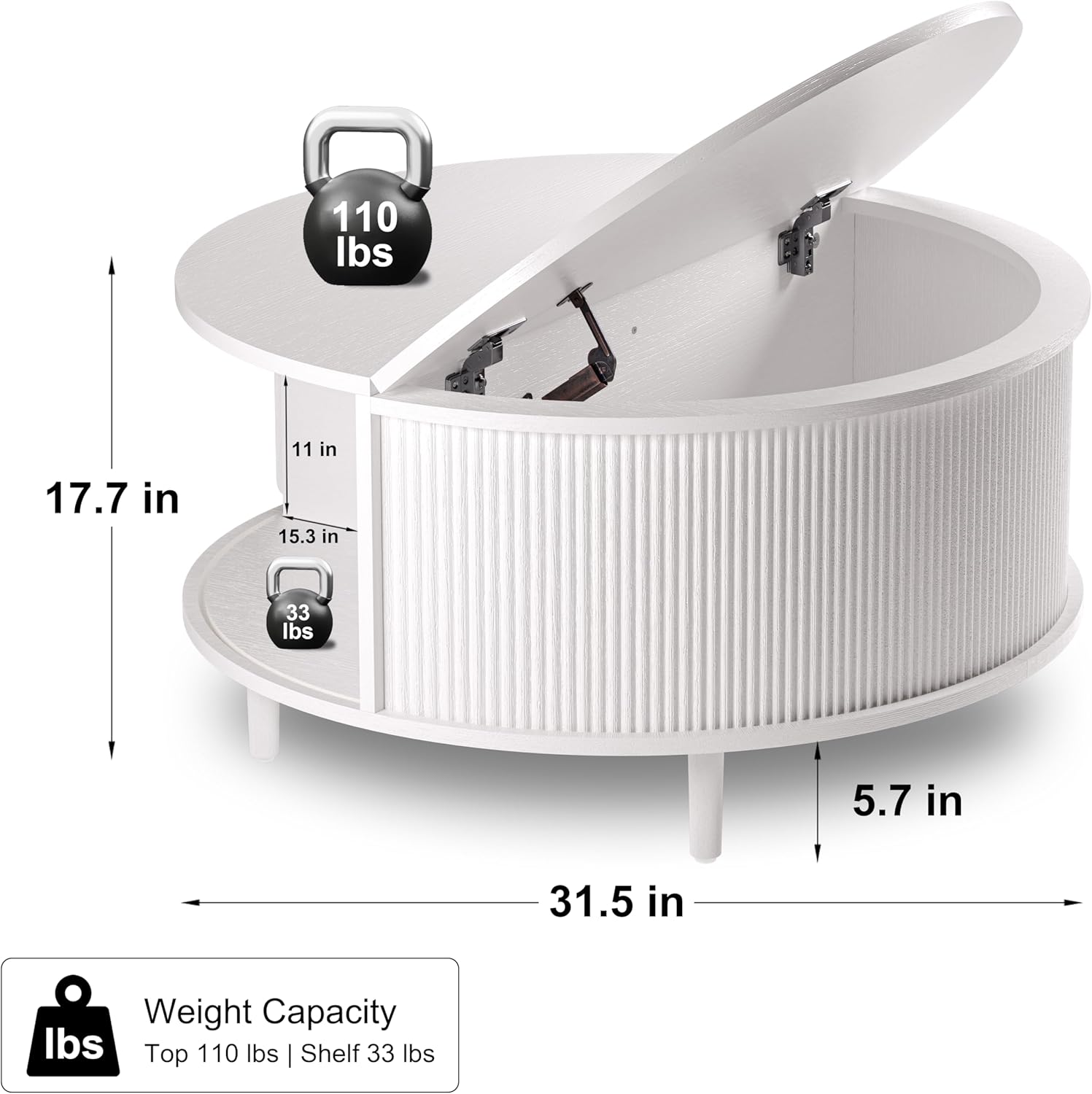 Round Coffee Table, 31.5