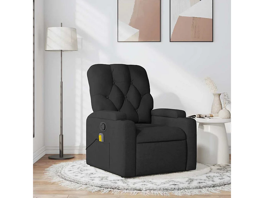 Fauteuil inclinable-Chaise de relax-Fauteuil de Massage Noir Tissu SHL4755