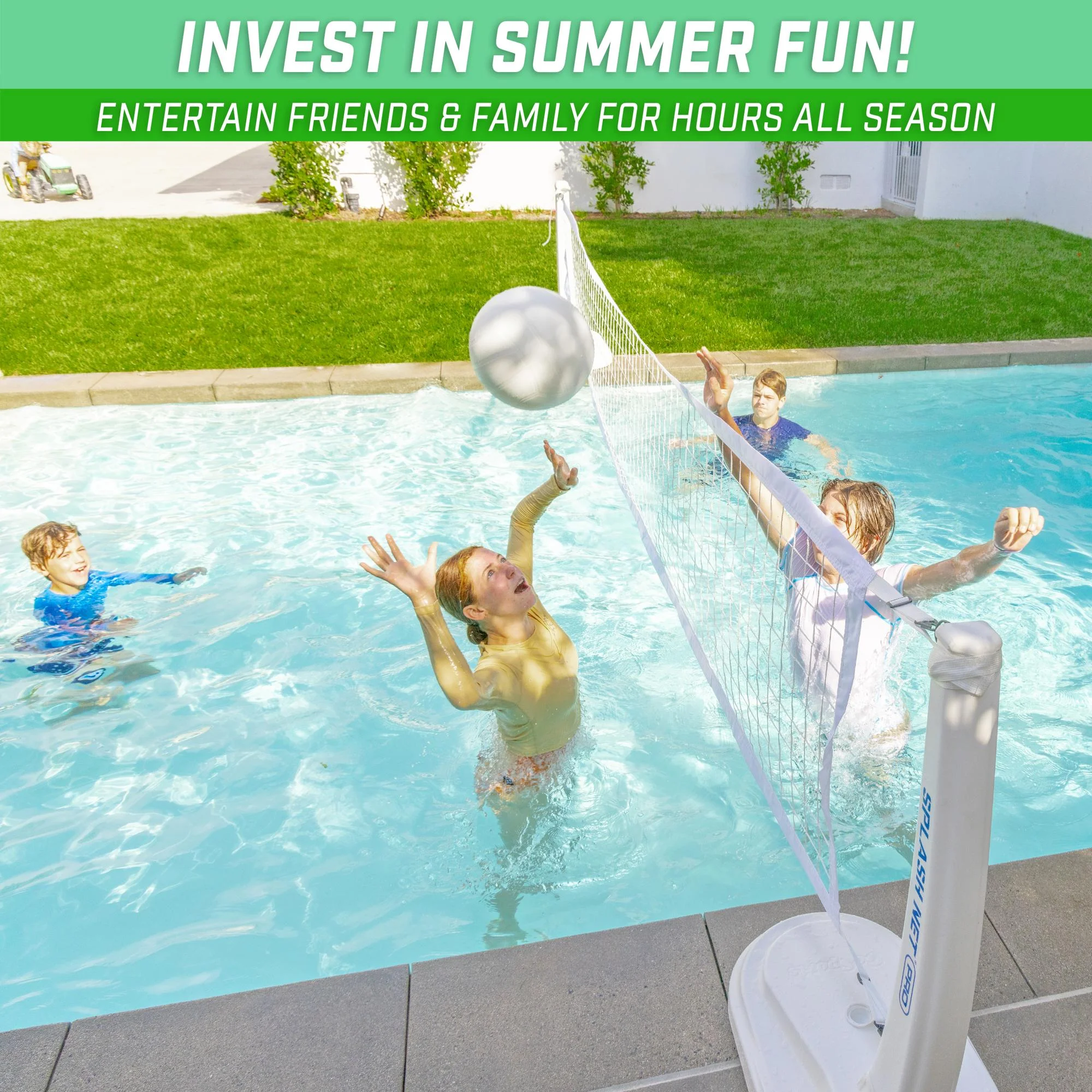 GoSports Splash Net PRO Pool Volleyball Net - Includes 2 Water Volleyballs and Pump - White - Image 3