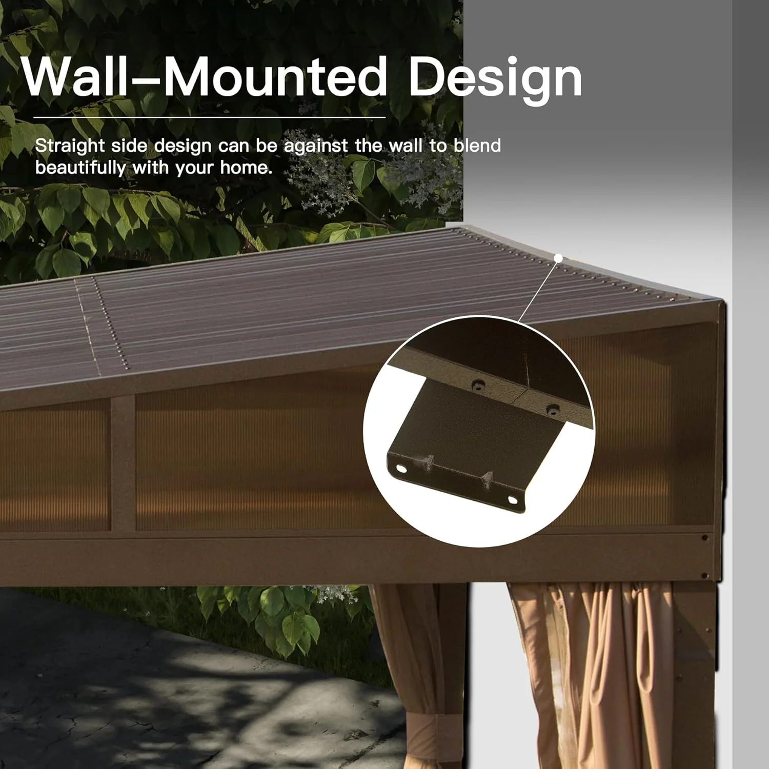 TOTAL Outdoor 10'x12' All-Season Sunroom Gazebo with Steel Roof, PVC Screen, Front & Side Door, Brown - Image 64