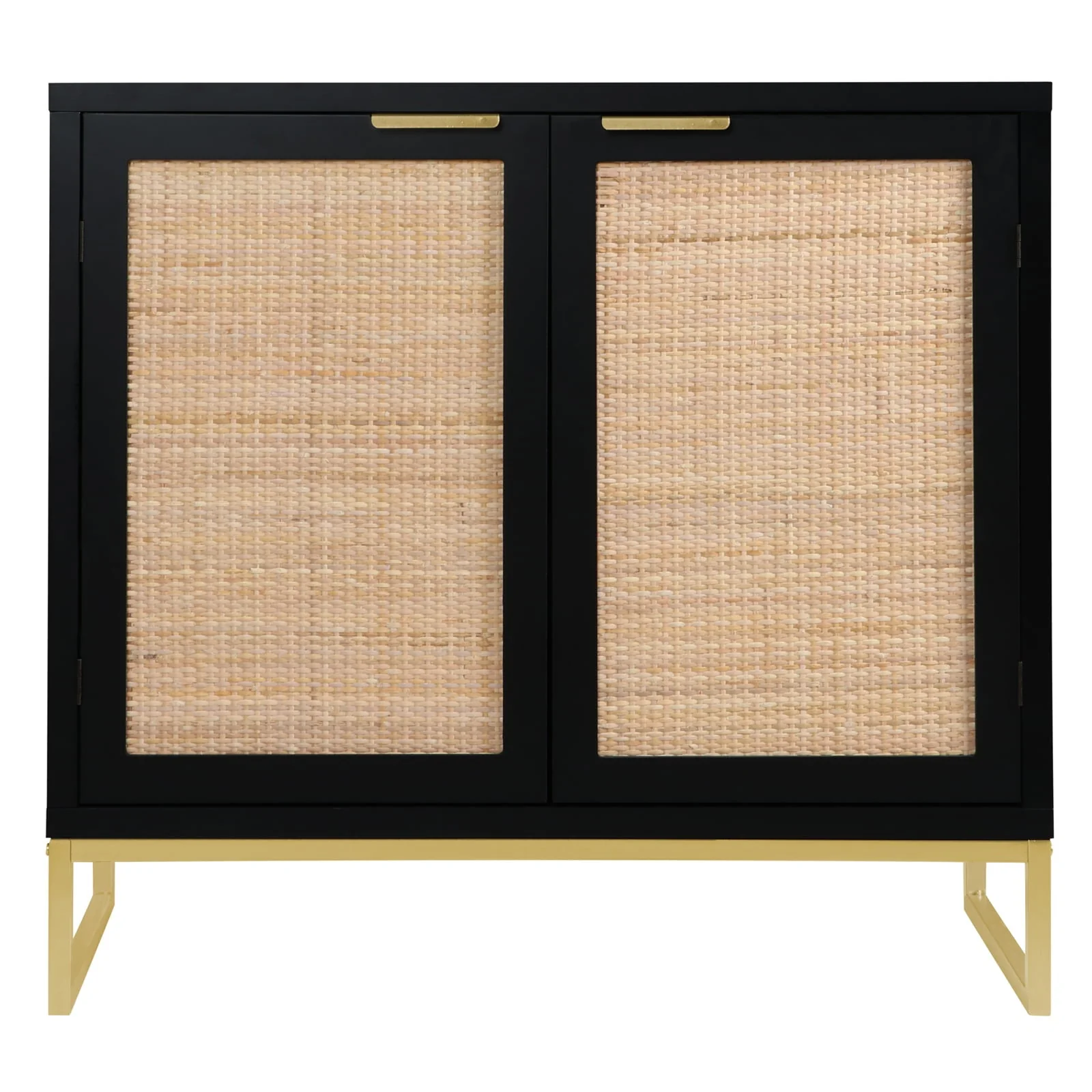 Eumyviv Modern Accent Sideboards Cabinets with 2 Rattan Doors, Mid-Century Buffets Storage Credenzas for Bedroom Living Room,Black,H0046 - Image 2