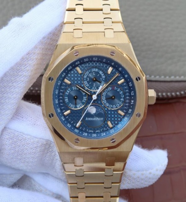 Replica Audemars Piguet JF Royal Oak 41mm 26574 YG Blue Dial White Hand A5134 - Top club