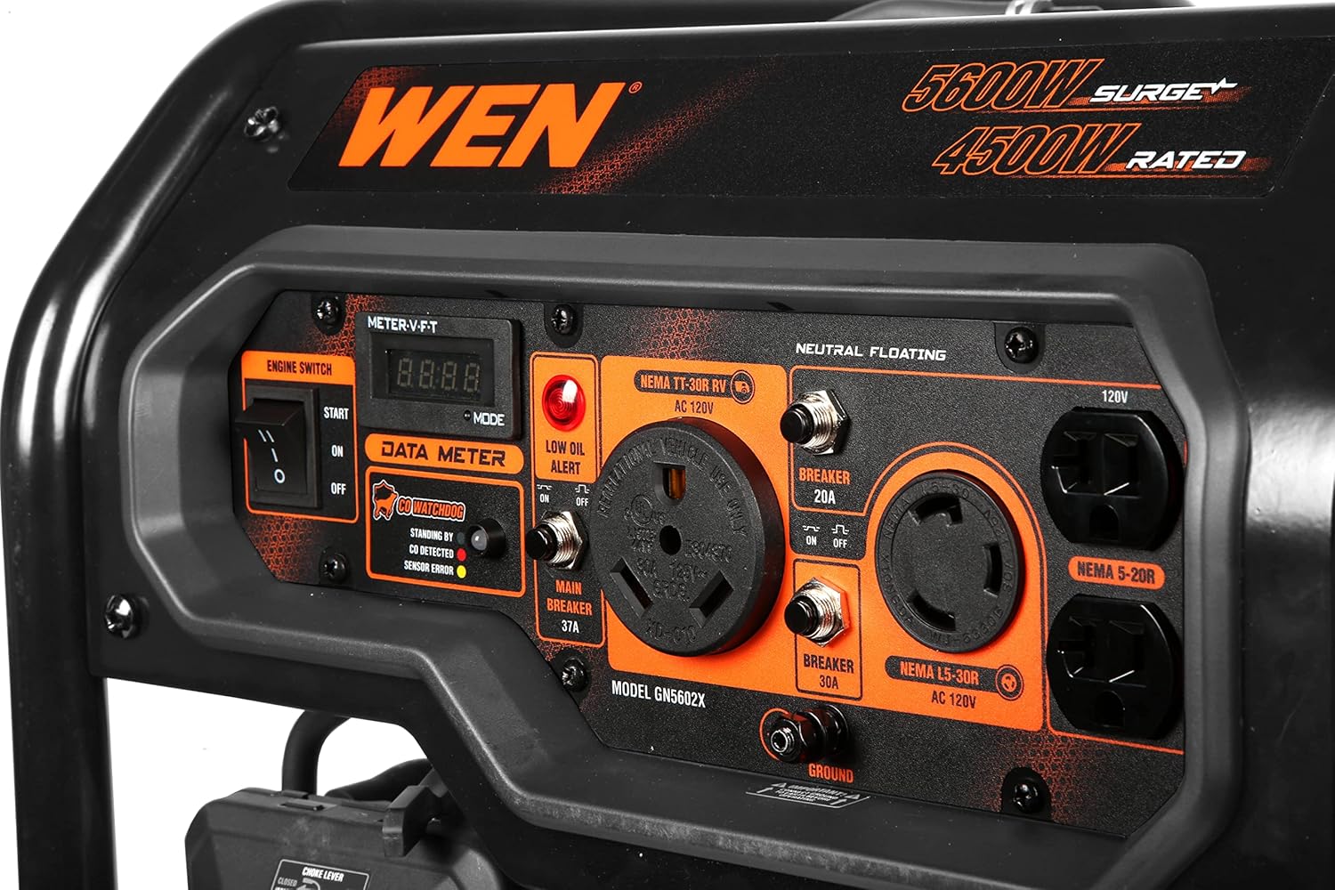 WEN 5600-Watt Portable Generator, Electric Start, 224cc, Transfer-Switch And RV-Ready - GN5602X - Image 5 WEN 5600-Watt Portable Generator, Electric Start, 224cc, Transfer-Switch And RV-Ready - GN5602X - Image 5