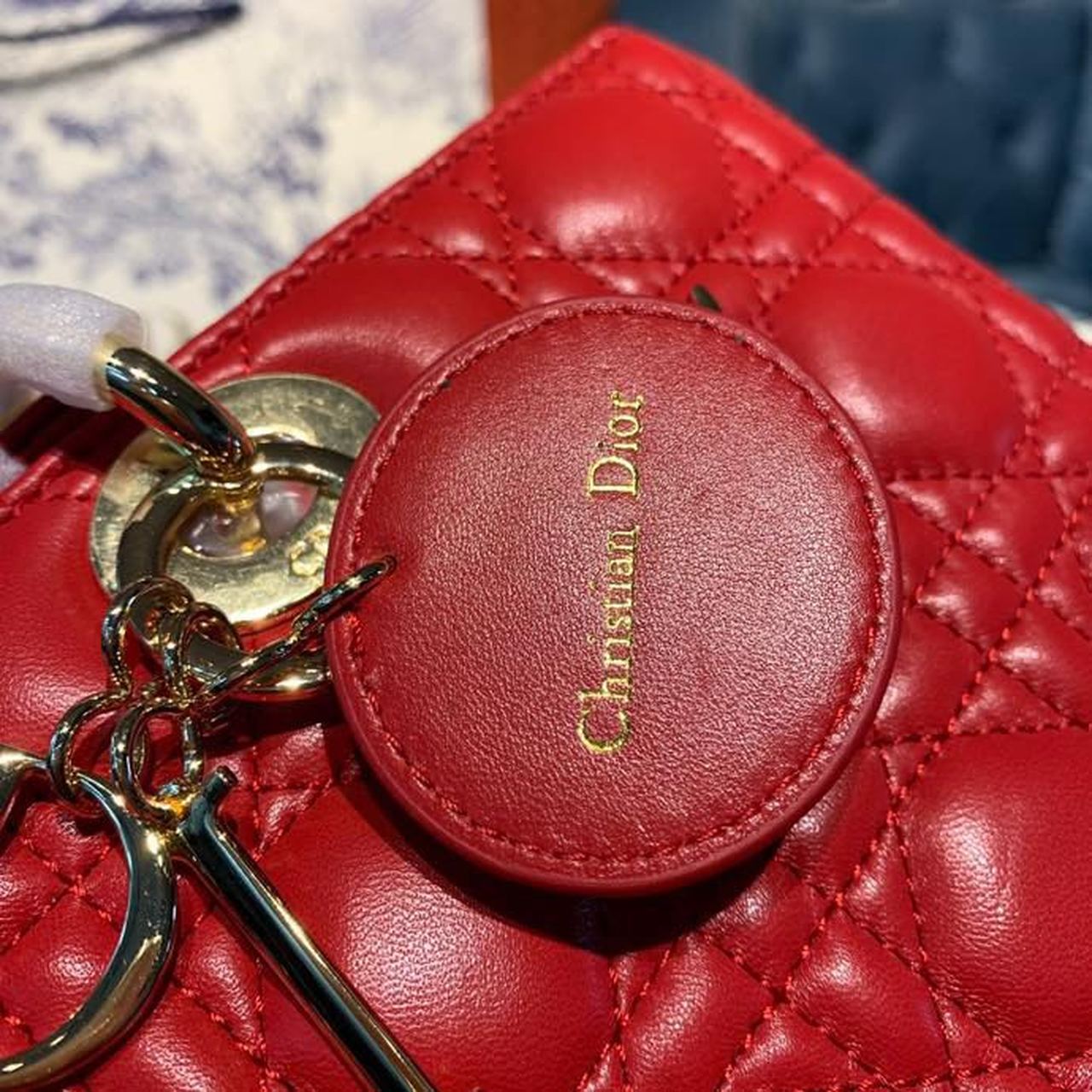 Christian Dior Large Lady Dior Bag Gold Toned Hardware Cherry Red Cannage For Women CD 12.5in/32cm M0566ONGE_M52R1:1High-quality replica