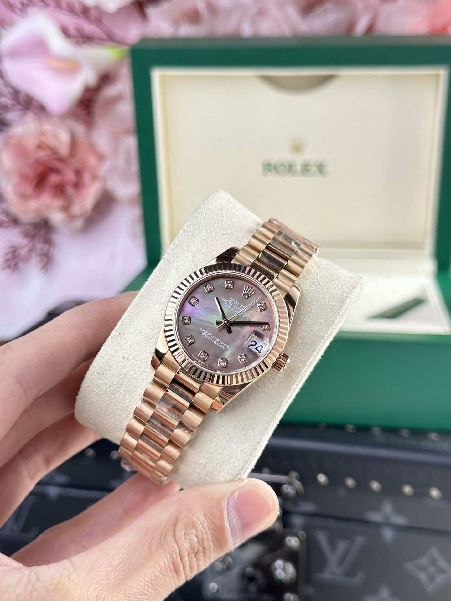 Rolex Replica Watch DateJust Rose Gold 178275 Mother Of Pearl Dial 31mm - Elite Watch Atelier