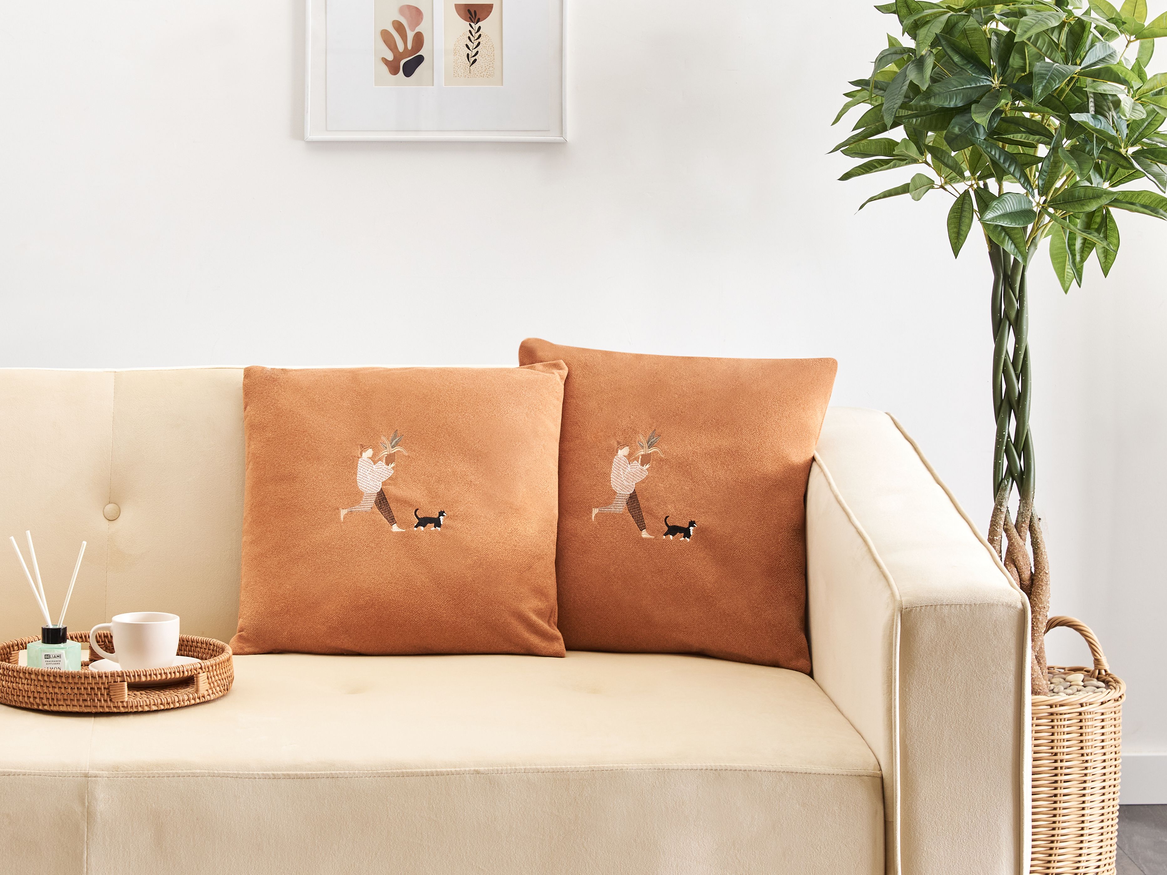Set of 2 Decorative Cushions MARIGOLD 45 x 45 cm Orange Solid