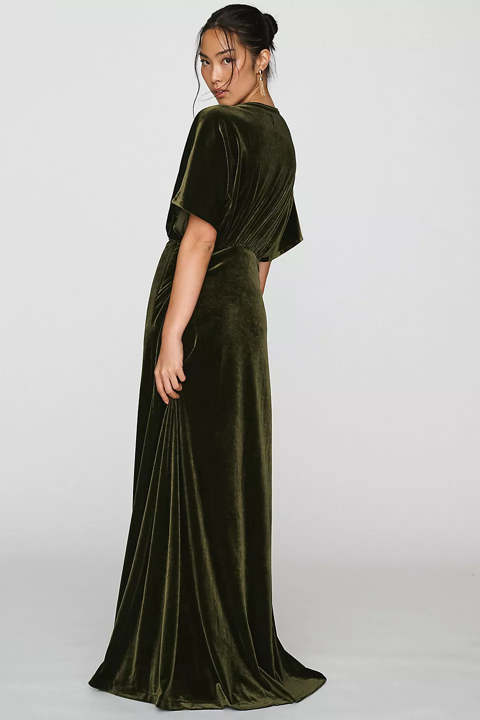 BHLDN Amelia Deep-V Stretch Velvet Maxi Dress
