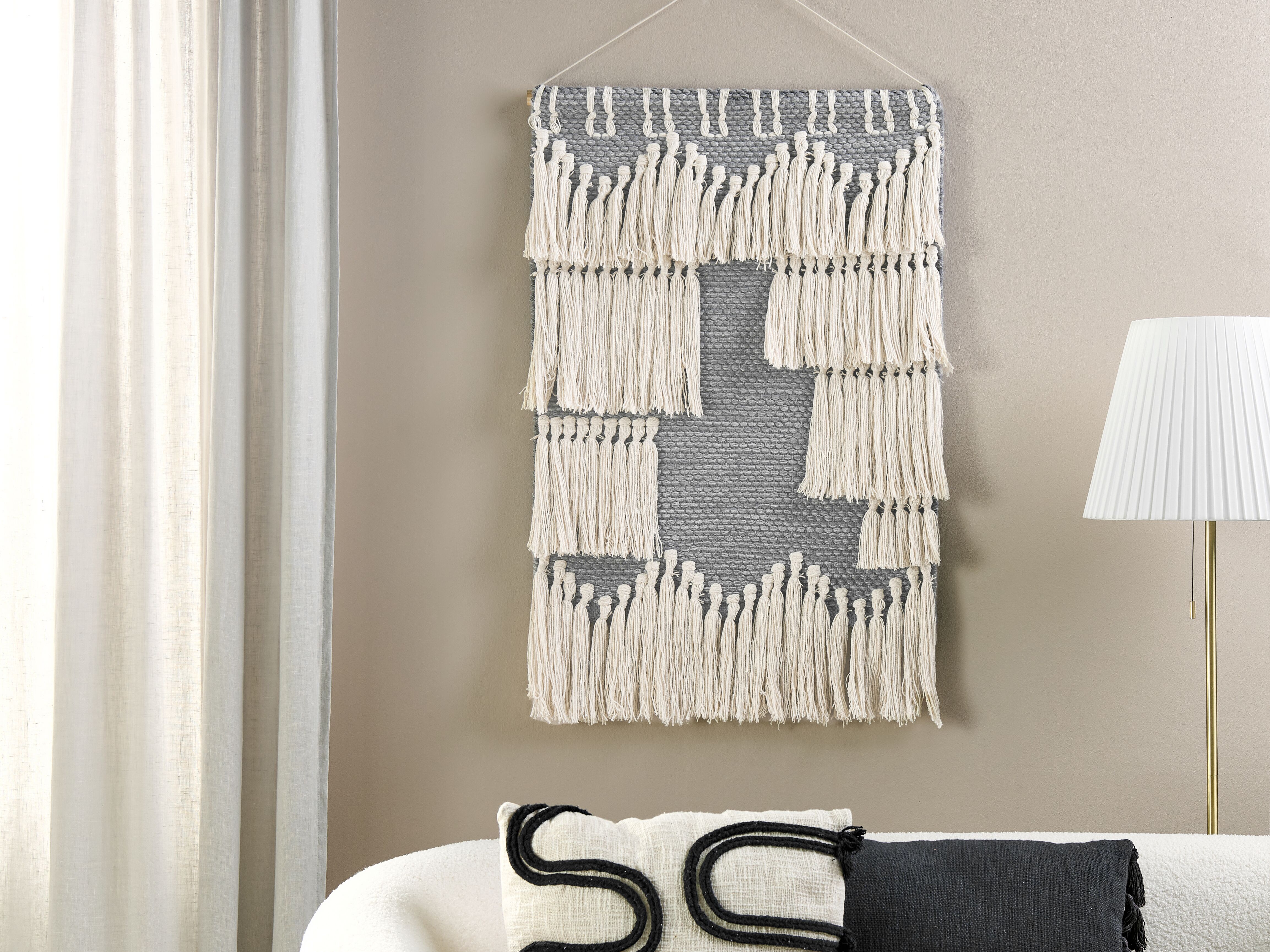 Fabric Wall Hanging MAHRI Cotton 106 cm Grey