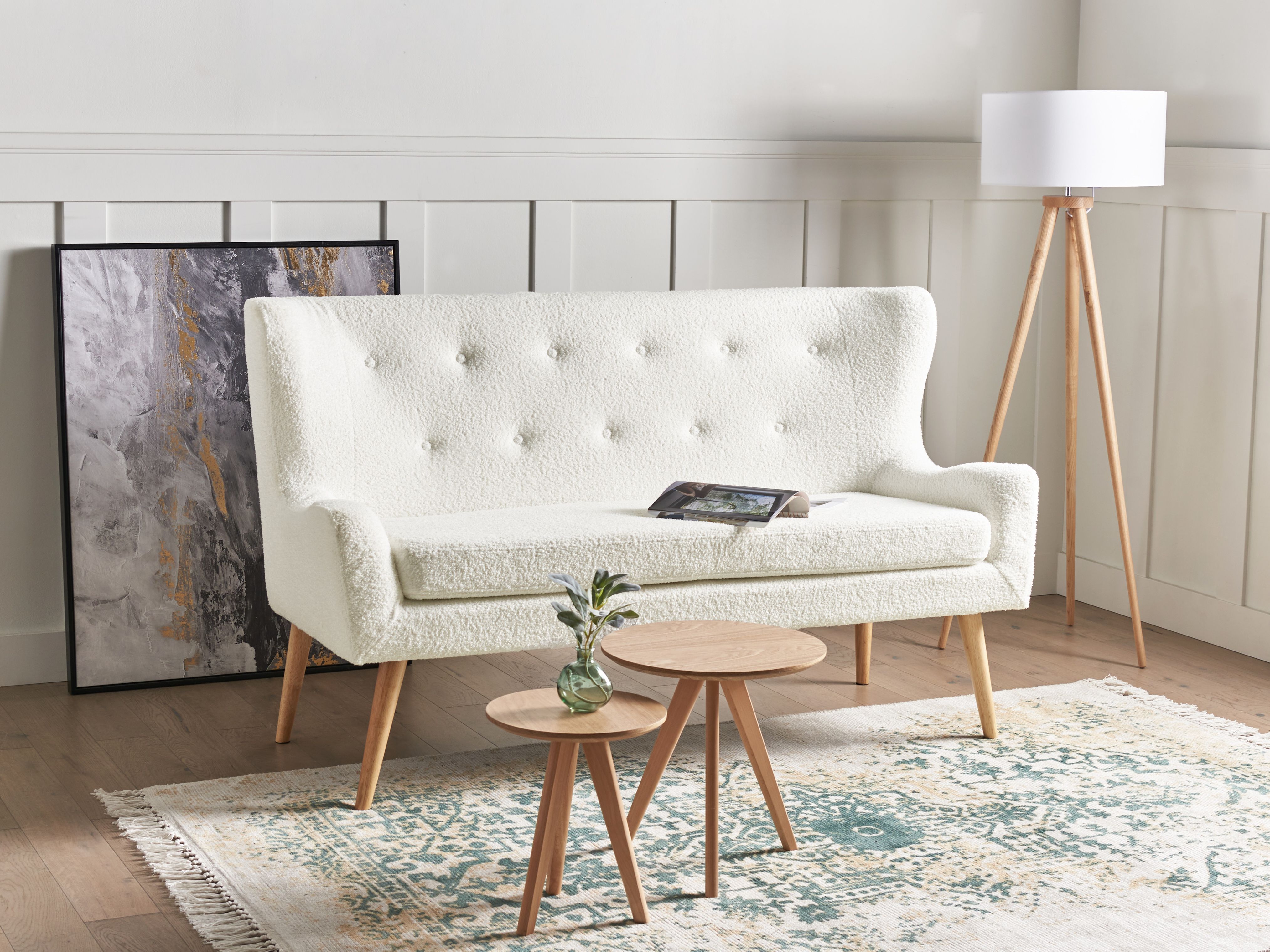 Dining Bench 2 Seater SKIBBY Boucle Off-White