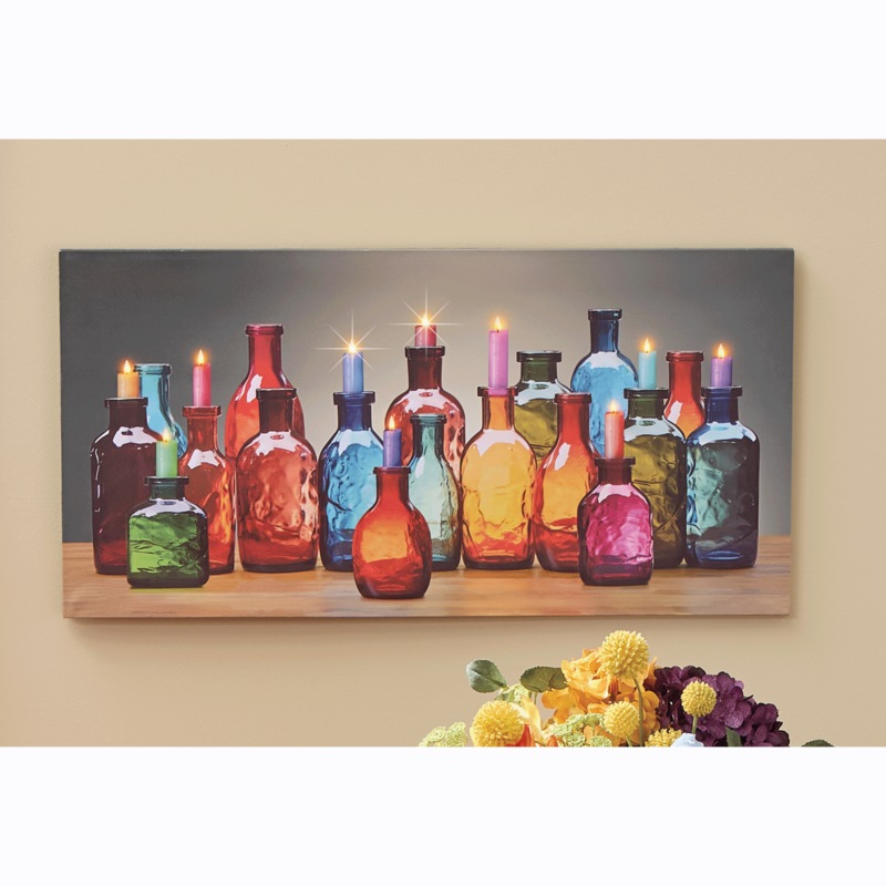 Colorful Lit Jars Wall Art - MIDNIGHT VELVET CATALOG