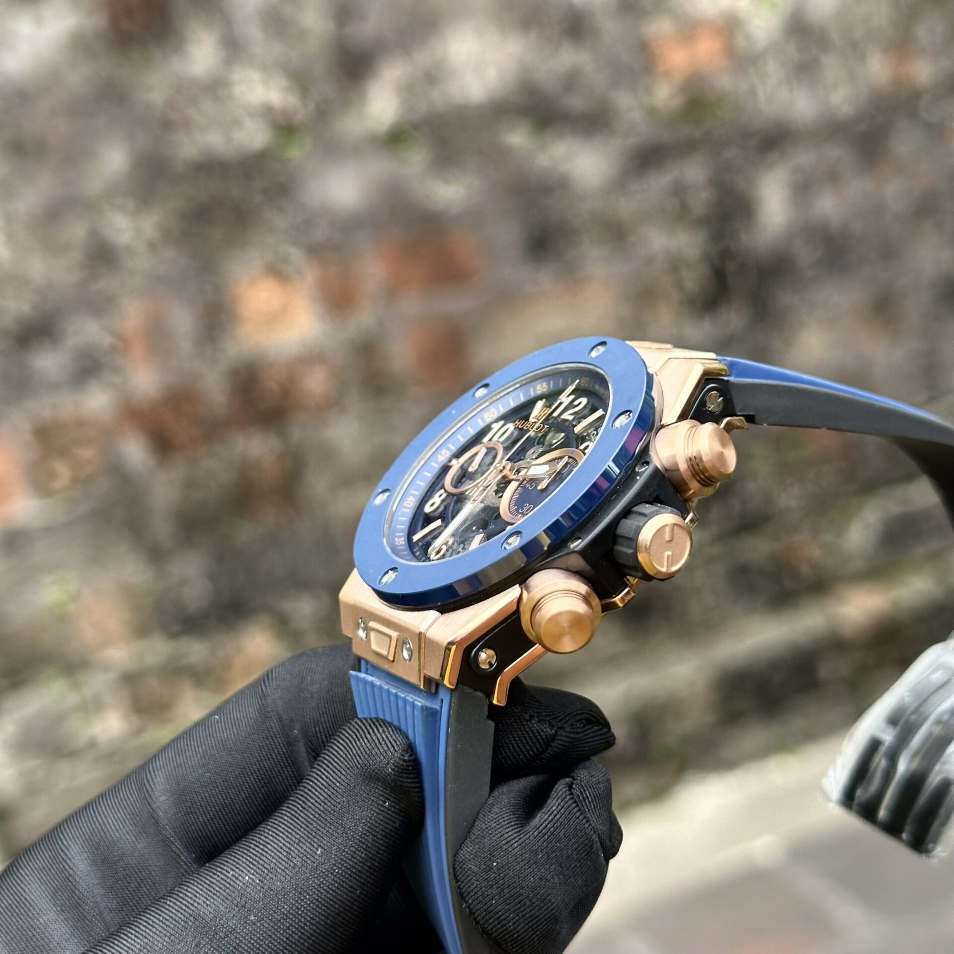 Hublot Replica Watch Big Bang Unico King Gold Blue Ceramic Benzel 44mm - Top club