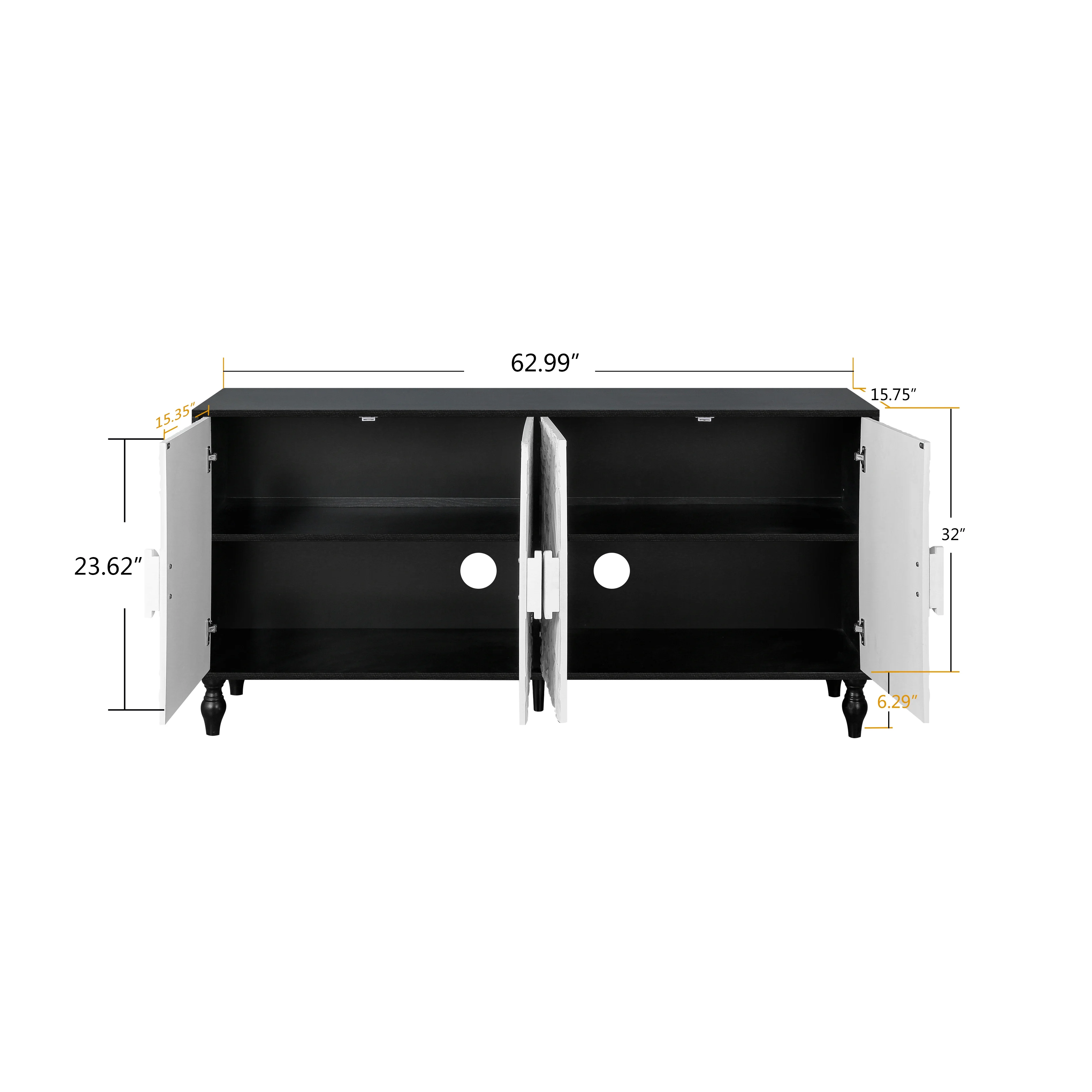 Aukfa 63" Large Accent Storage Cabinet TV Stand with Carved Door for Living Room,Entryway,Natural - Image 15