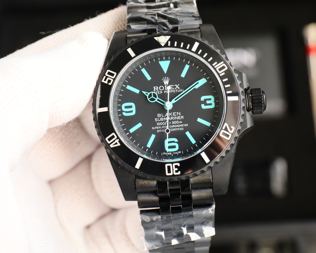 Rolex Dark Legend Submariner - DLC Black Finish - 40MM - Cyan(1:1 replica) - Elite Watch Atelier