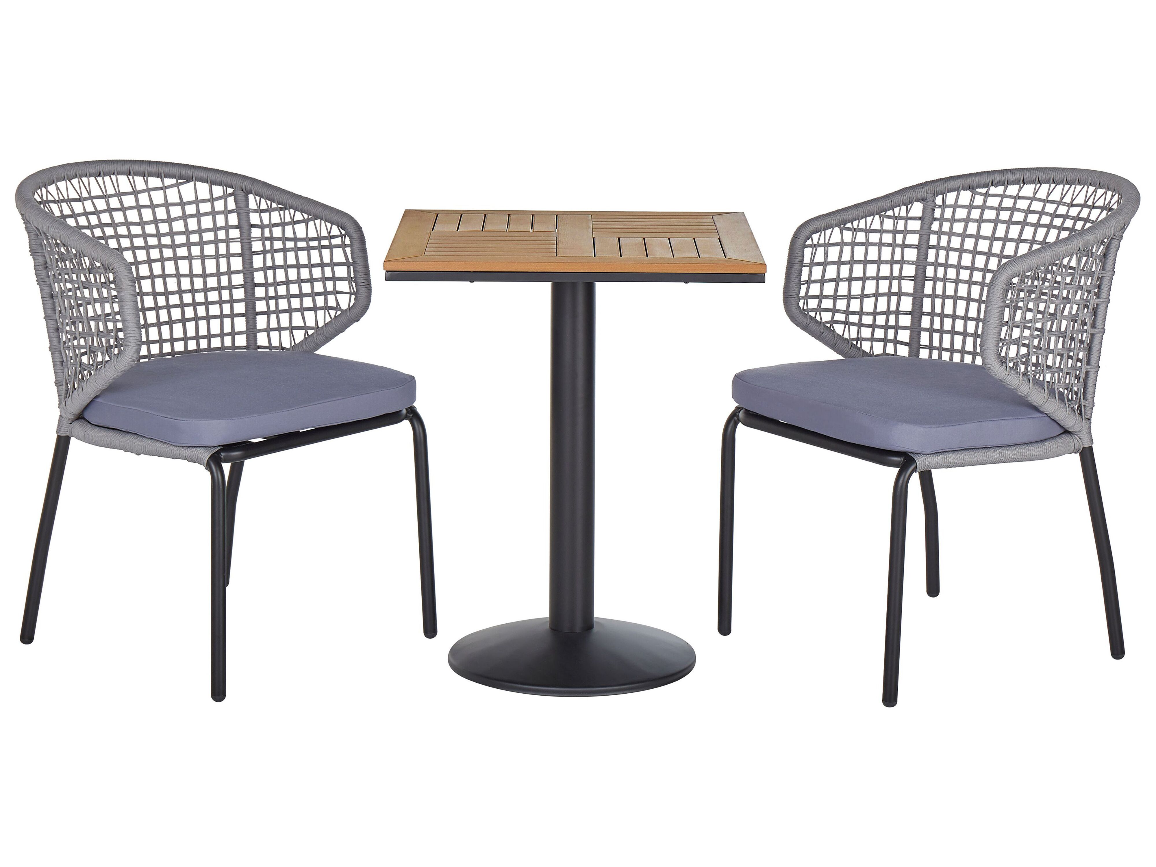 Bistro Set with Cushions PALMI Metal Grey