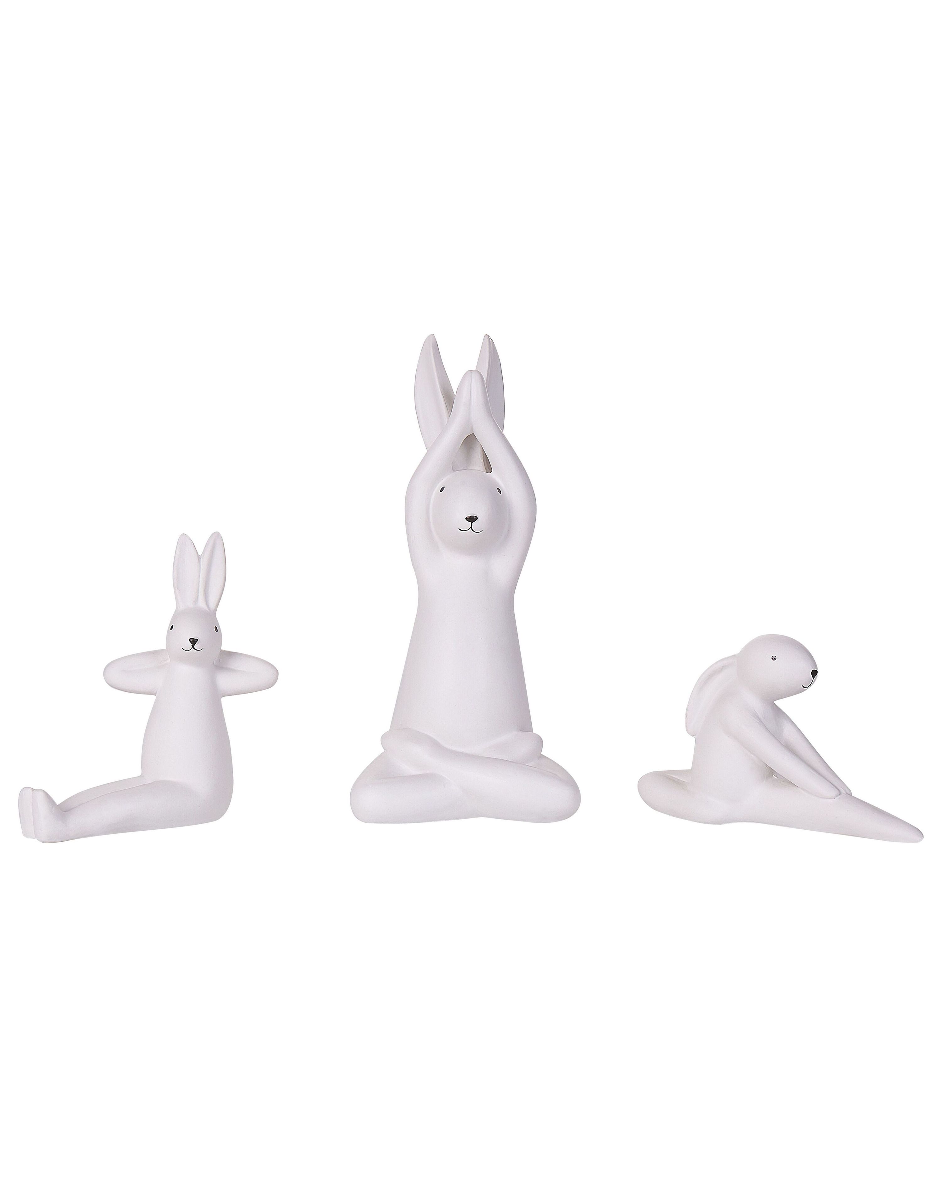 Set of 3 Figurines Hare BREST Ceramic White