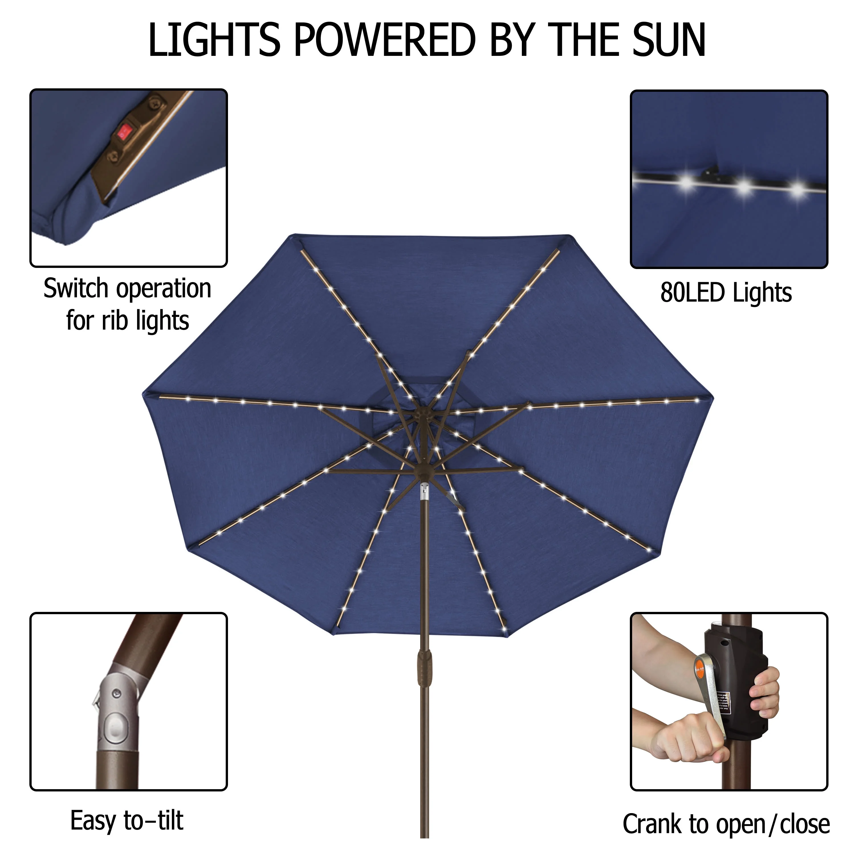 EliteShade Sunbrella Solar Umbrellas 9ft Market Umbrella with 80 LED Lights Patio Umbrellas Outdoor Table Umbrella with Ventilation and 5 Years Non-Fading Top,Ruby - Image 42