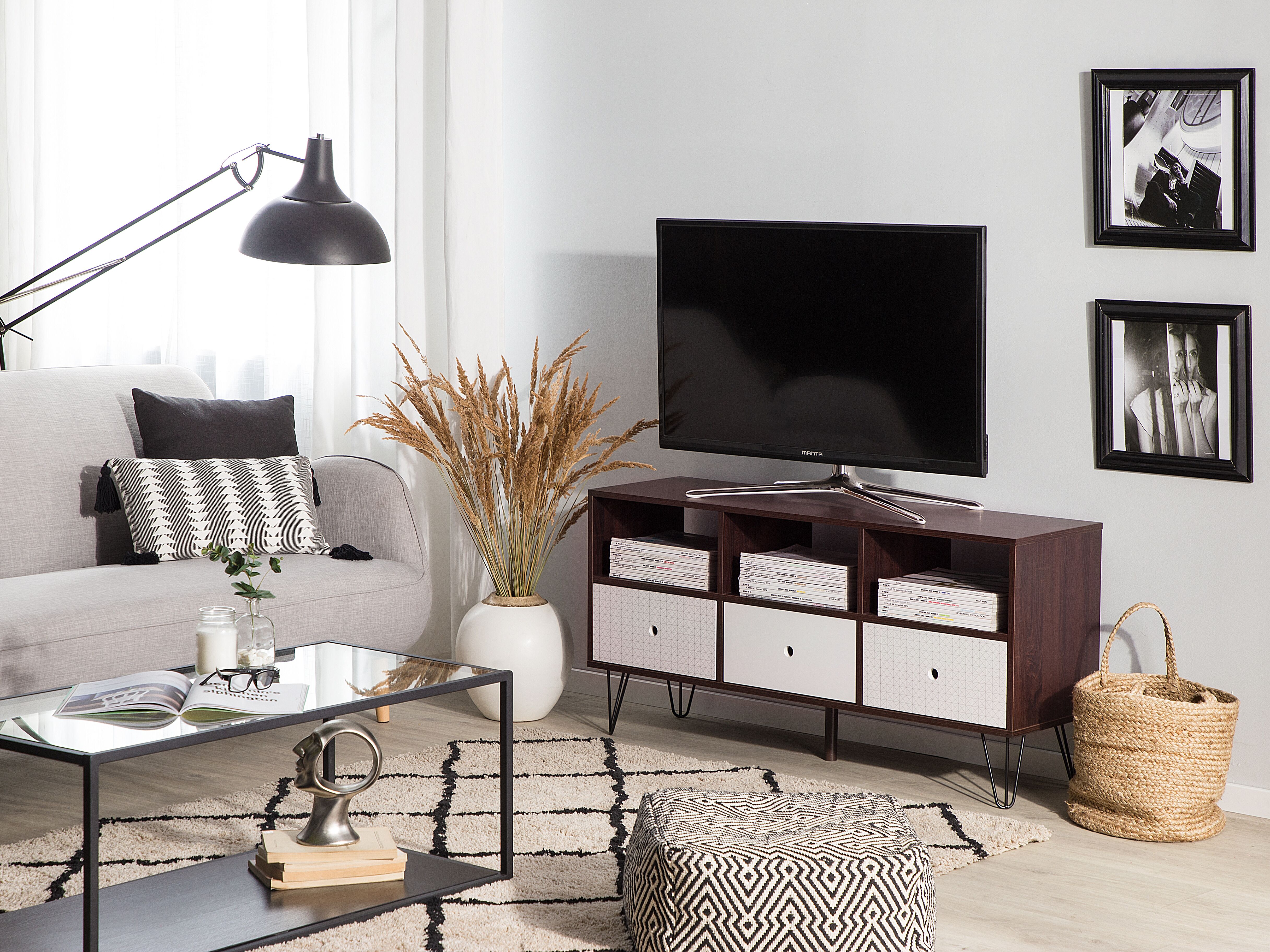 TV Stand FOSTON Brown/ White