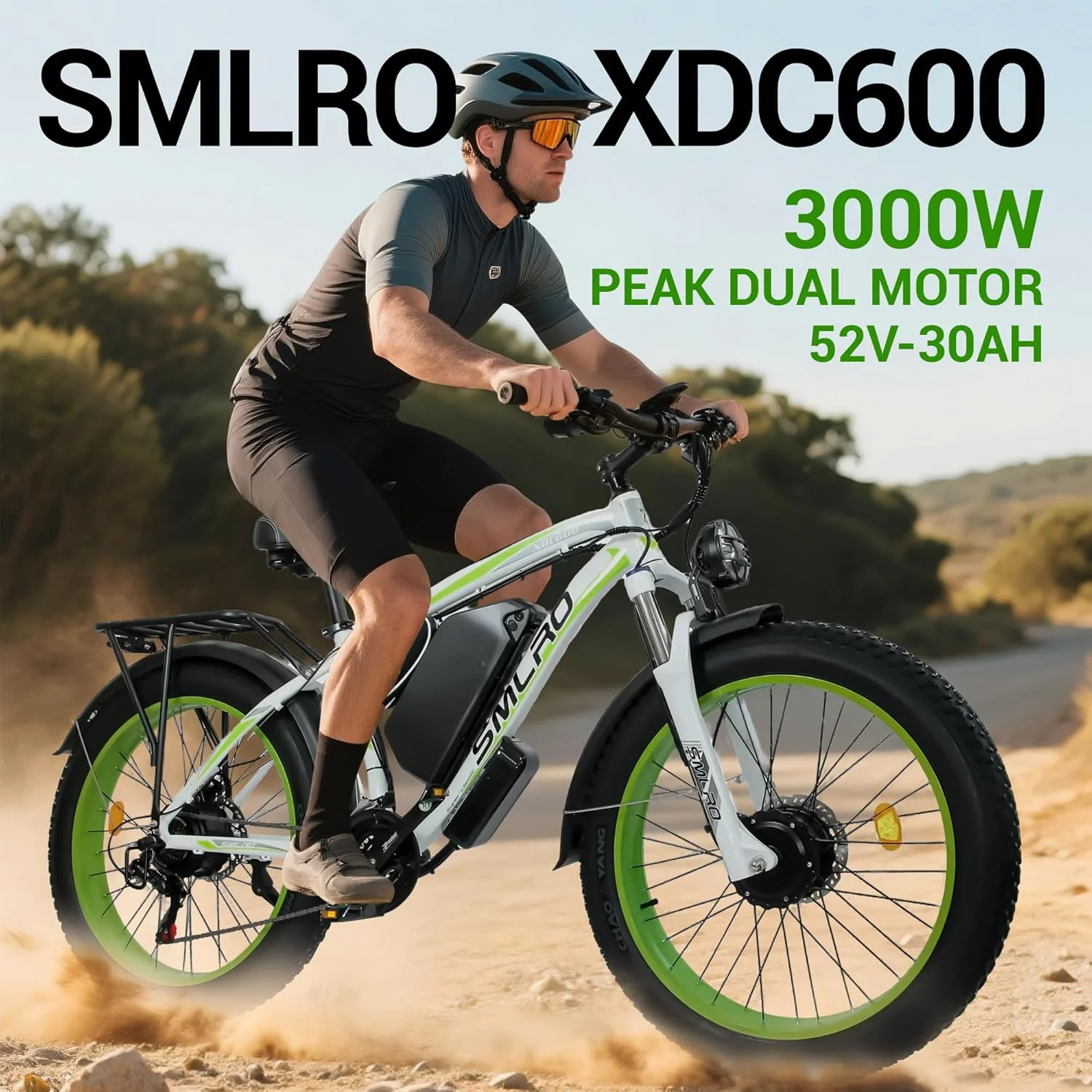 3000W Peak Dual Motor Ebike, 52V 30AH Battery Electric Bike for Adults, 7-Speed 40MPH AWD Ebike Mountain Snow E-Bike with 26" x 4.0 Fat Tire MTB Hydraulic Disc Brake for Off-Road Snow - Image 11