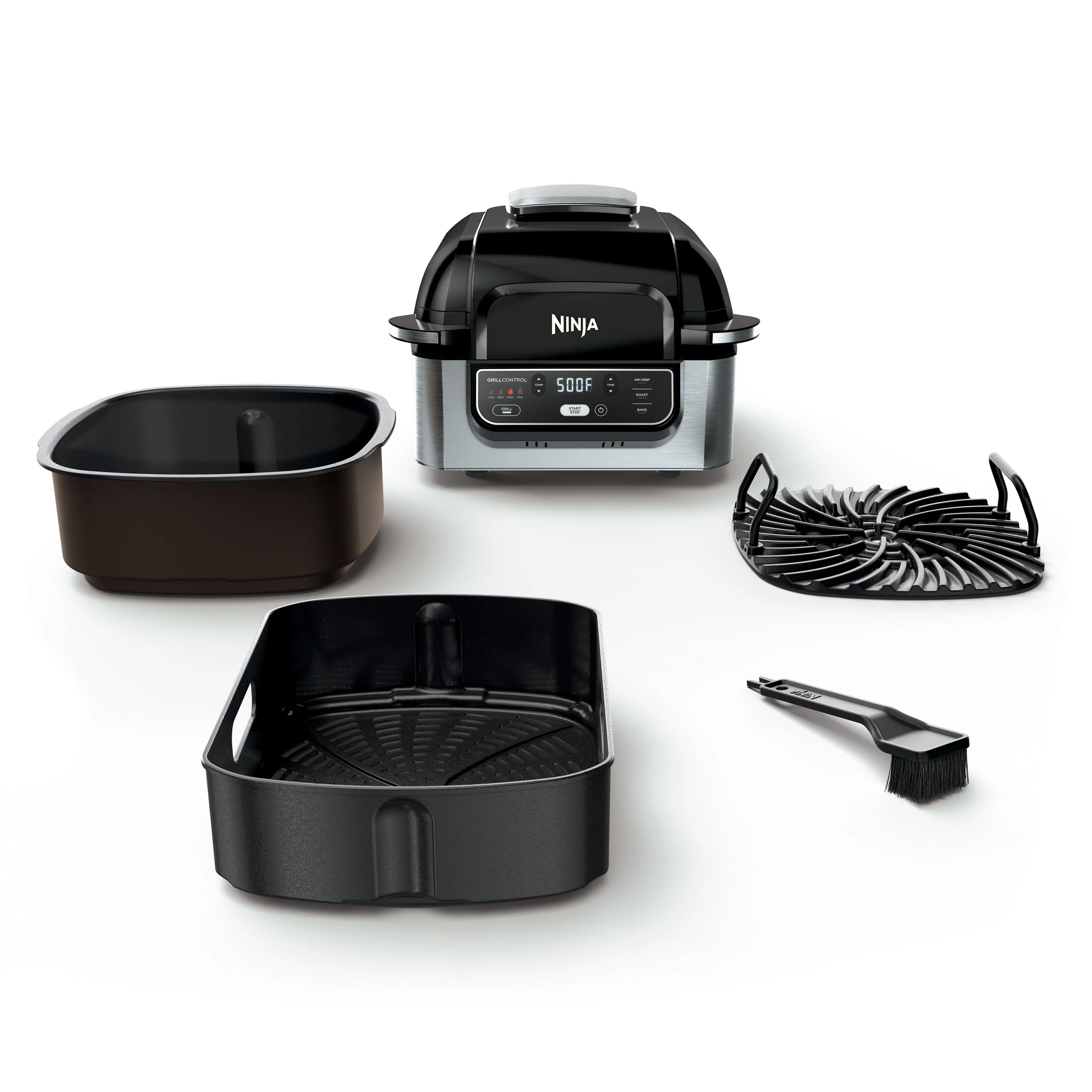 Ninja Foodi 4-in-1 Indoor Grill with 4-qt Air Fryer, Roast, Bake, and Cyclonic Grilling Technology, Black/Stainless AG300 - Image 2