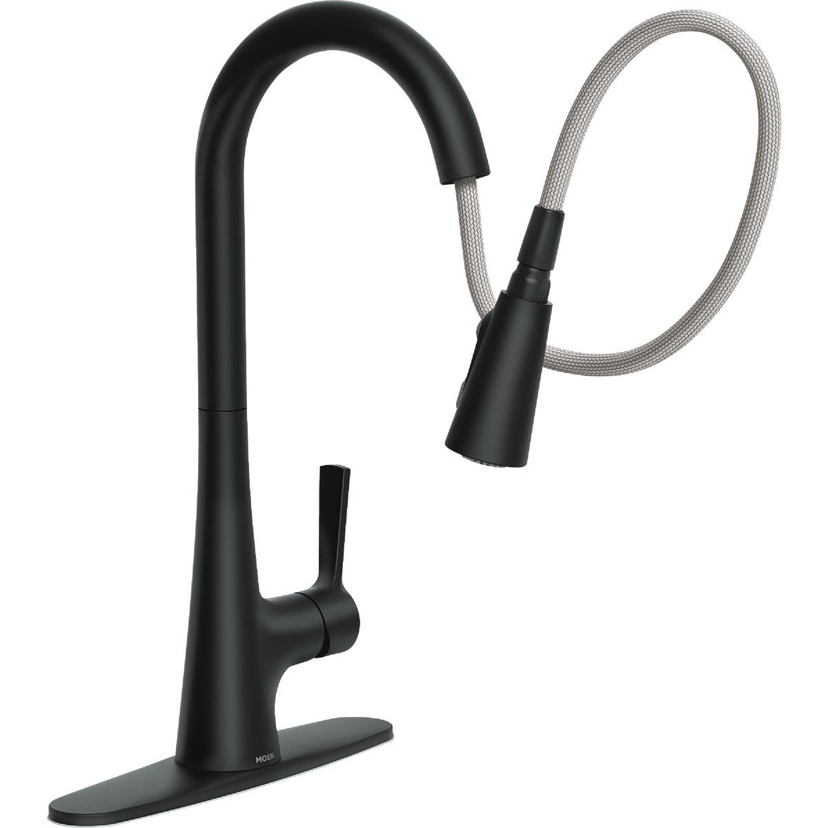Mikah Matte Black One-Handle High Arc Pulldown Kitchen Faucet