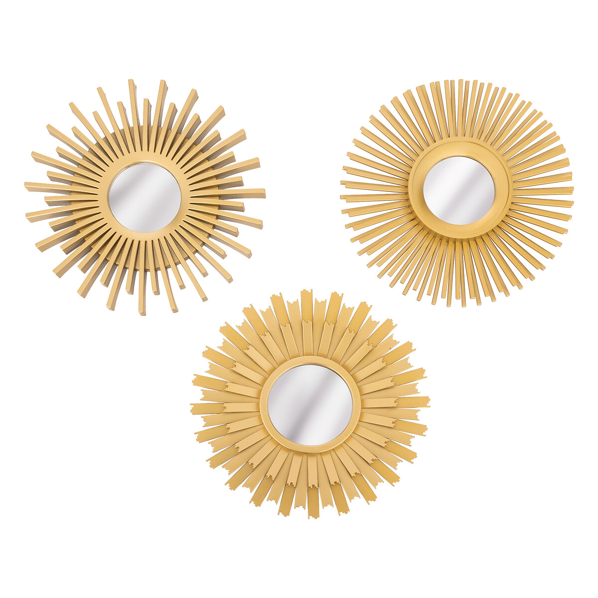 Set of 3 "Amed" mirrors Golden, D.25 cm