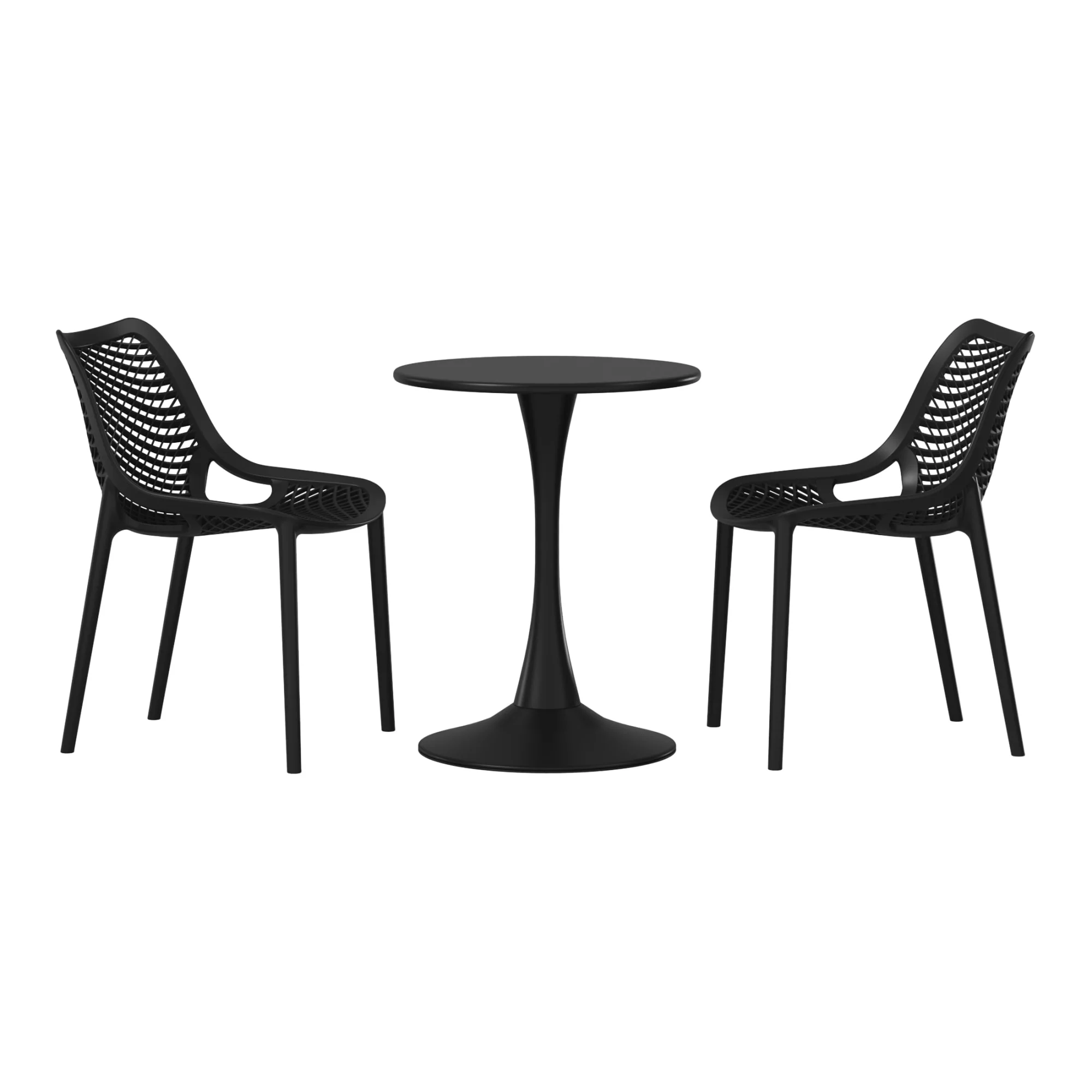 WestinTrends Playa 3-Piece Outdoor Round Metal Dining Table Set And Stackable Resin Patio Dining Side Chairs, Olive Green - Image 40