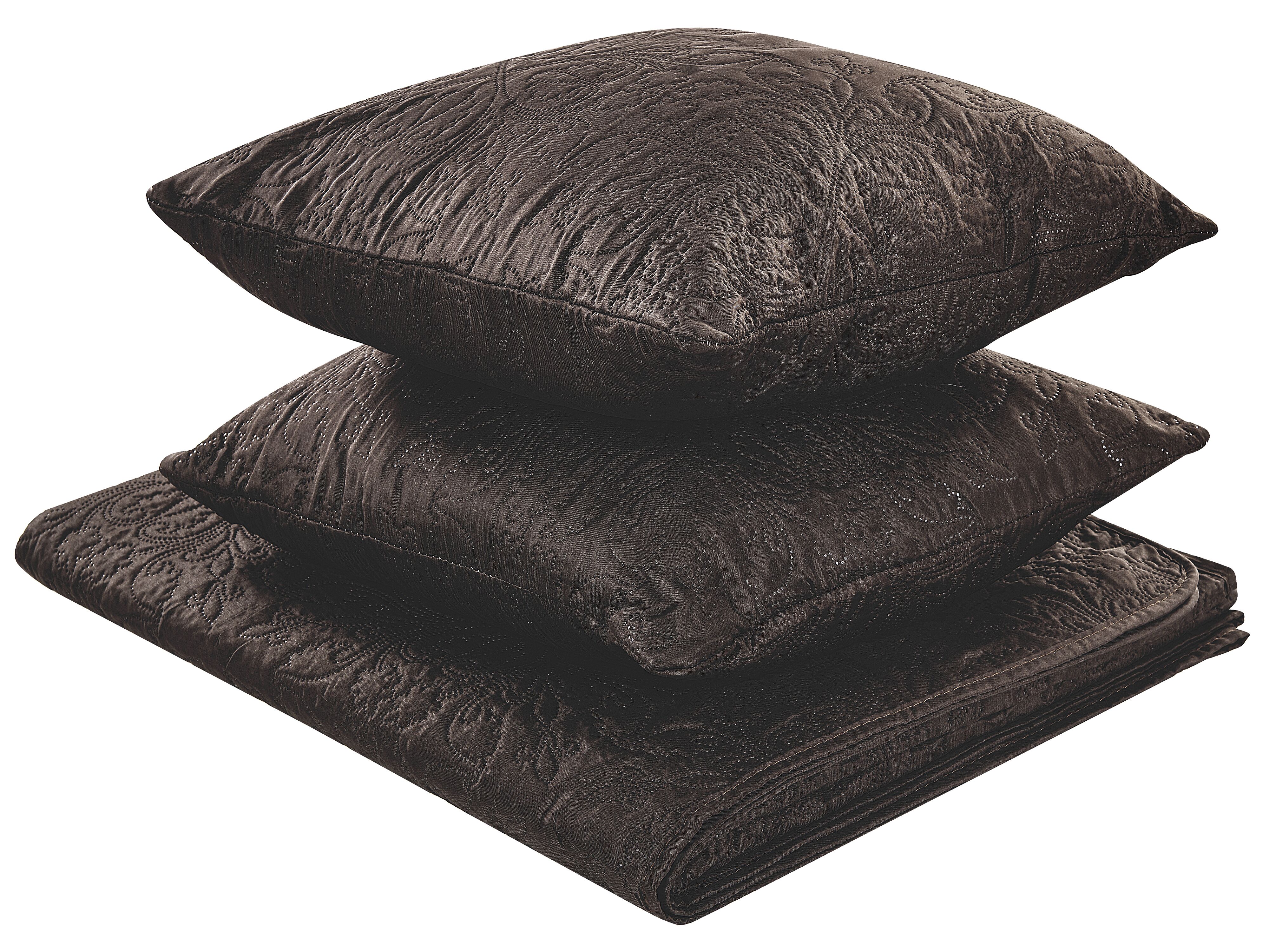 Bedspread with Cushions RAYEN 140 x 210 cm Brown