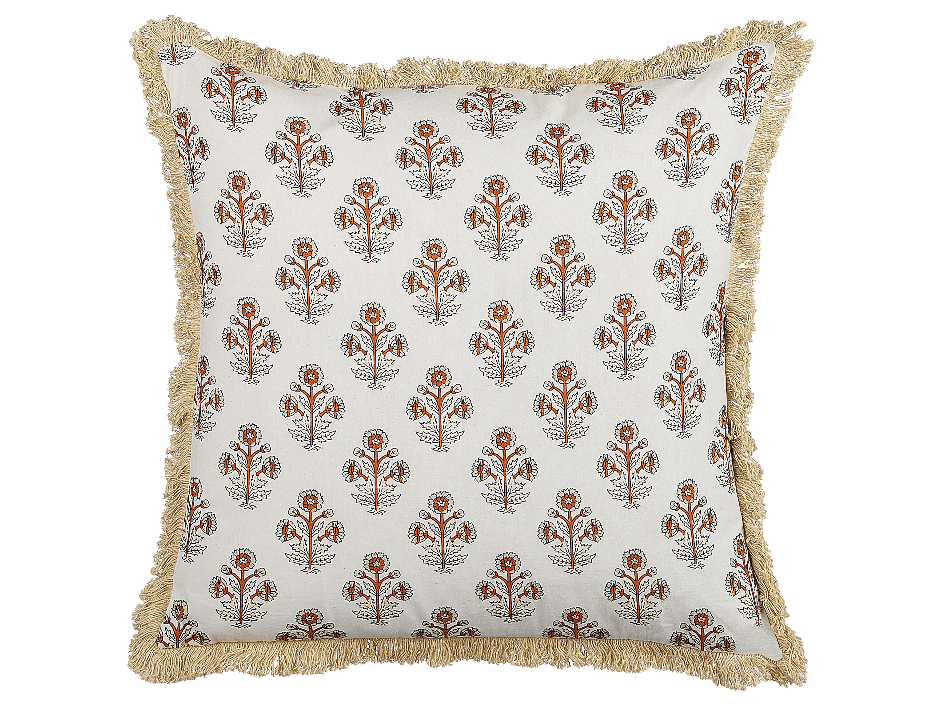 Throw Cushion OMORIKA Cotton 45 x 45 cm White Floral Pattern