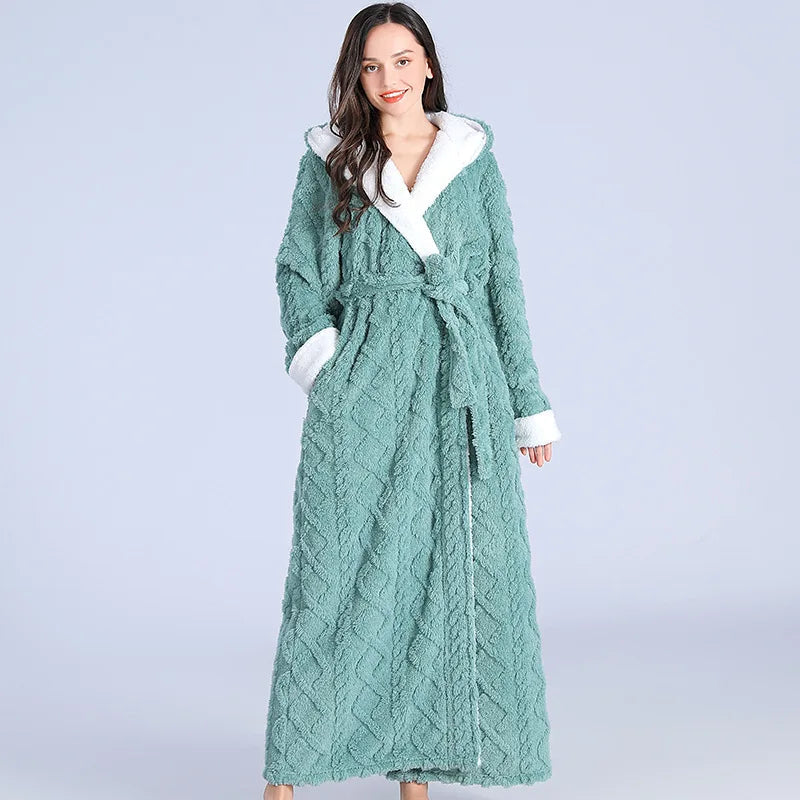Luxe Gewatteerde Badjas - Zachte & Comfortabele Lange Dames Ochtendjas - Perfect voor Ontspannende Avonden en Ochtenden
