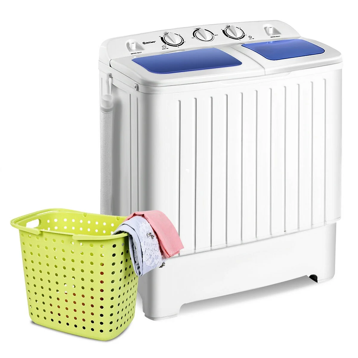 Costway 17.6 lb Portable Mini Compact Twin Tub Washing Machine Washer Spin Dryer - Image 9