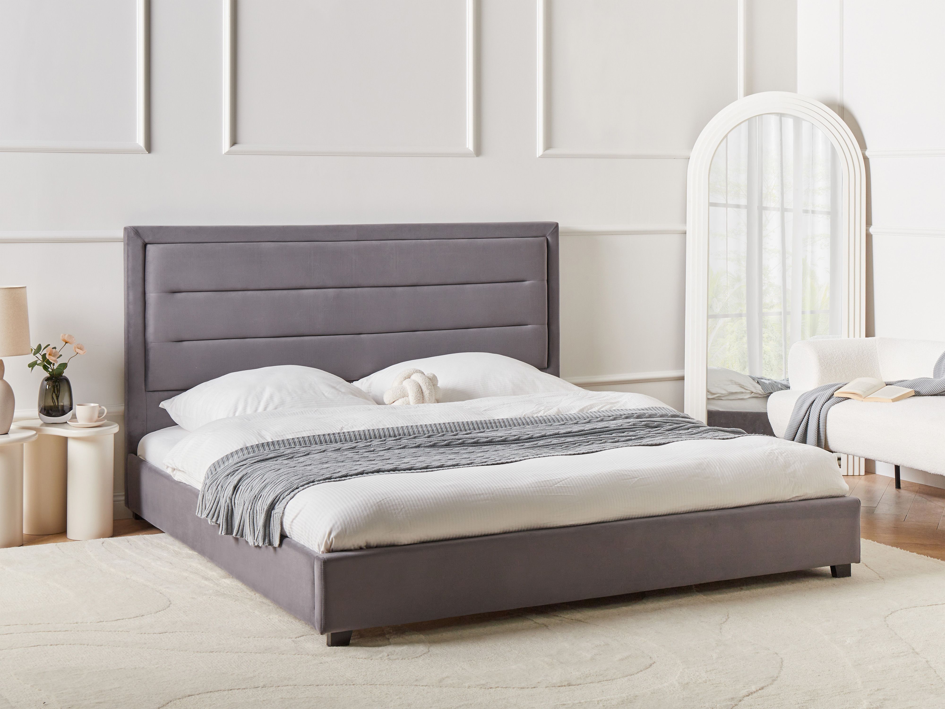 Waterbed Velvet ROUEN 180 x 200 cm (EU Super King) Dark Grey