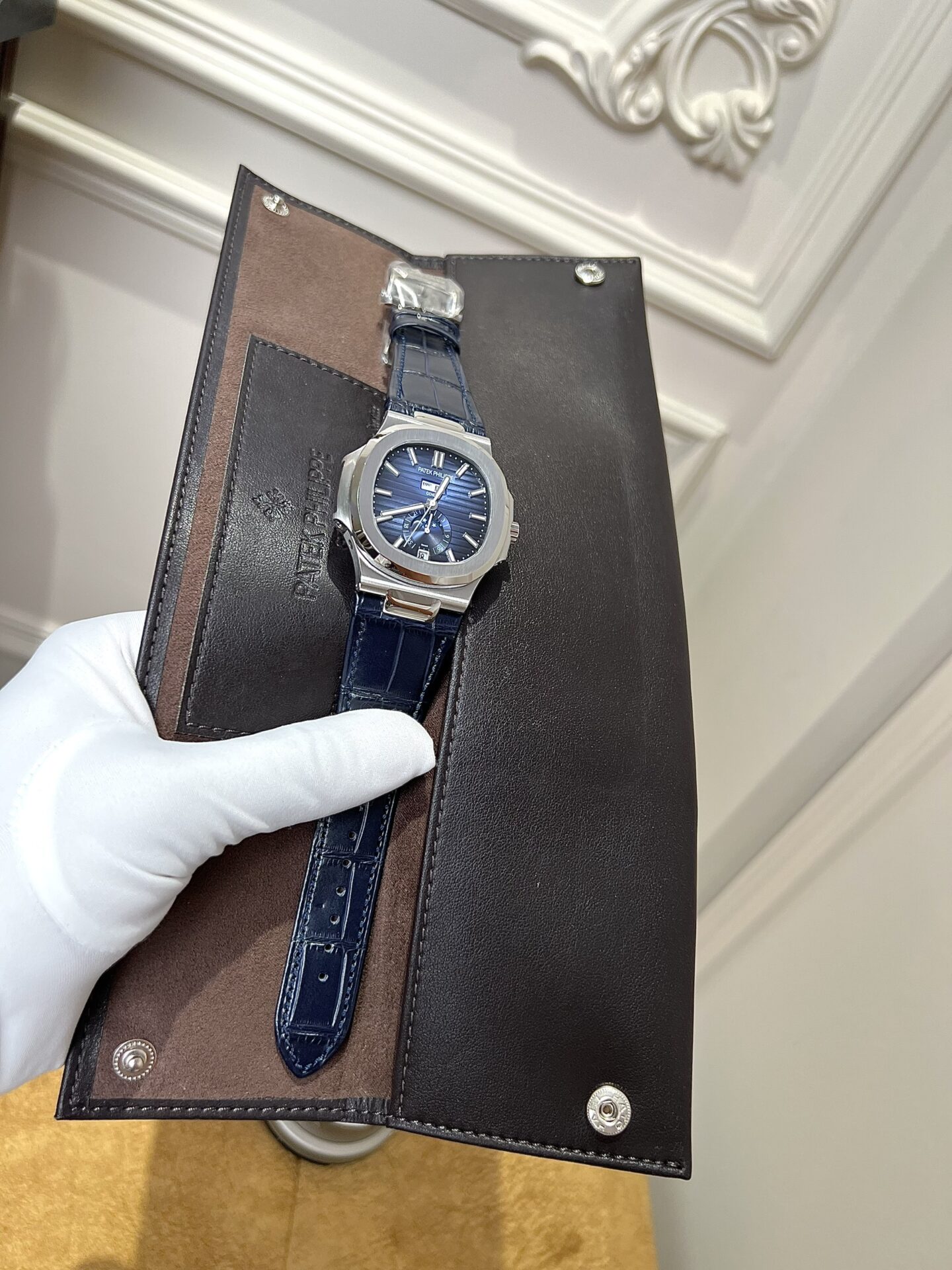 Patek Philippe Best Replica Watch Nautilus 5726G Blue Leather Strap PPF 40.5mm - Elite Watch Atelier
