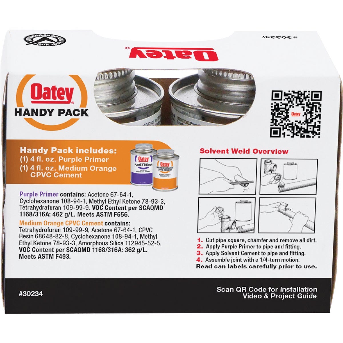 Oatey 4 Oz. Low Voc Primer & Cement PVC Cement Kit