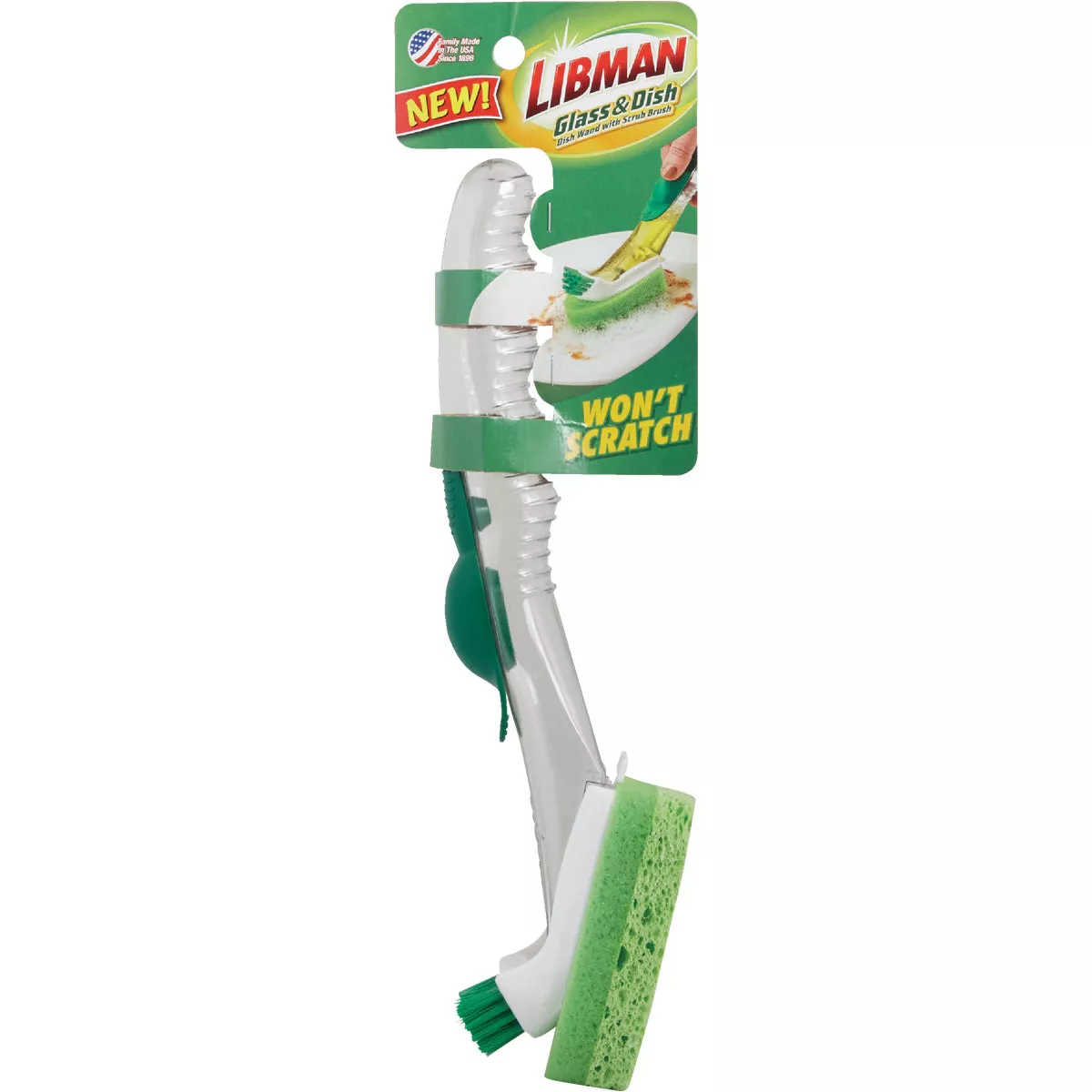 Libman Green & White Glass & Dish Wand with Scrub Brush
