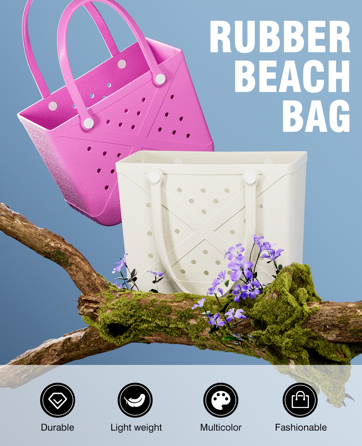 Sustainable Eco EVA Hand Basket, Biodegradable Alternative to Plastic Bag, Multi-purpose Market Picnic Fruit Tote